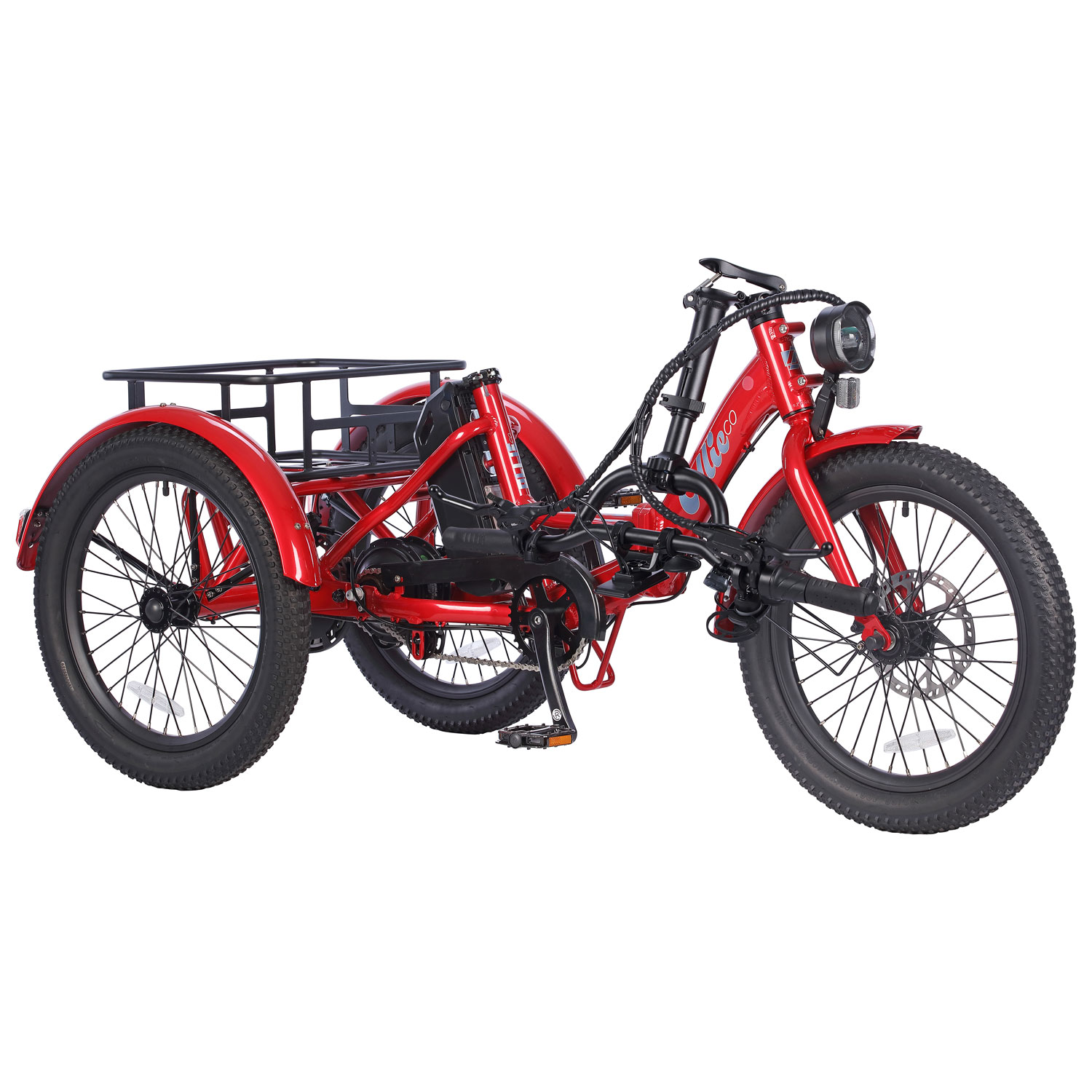 Tricycle électrique pliable à cadre bas Leo de Ollie - Rouge