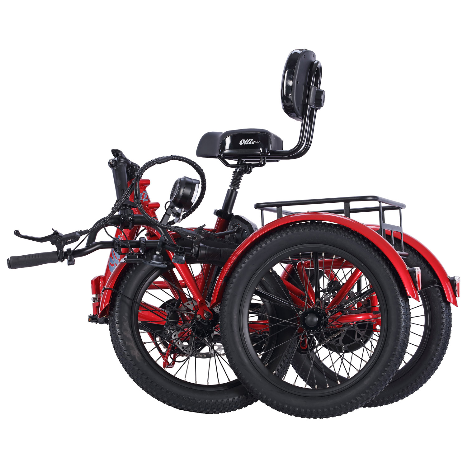 Tricycle électrique pliable à cadre bas Leo de Ollie - Rouge