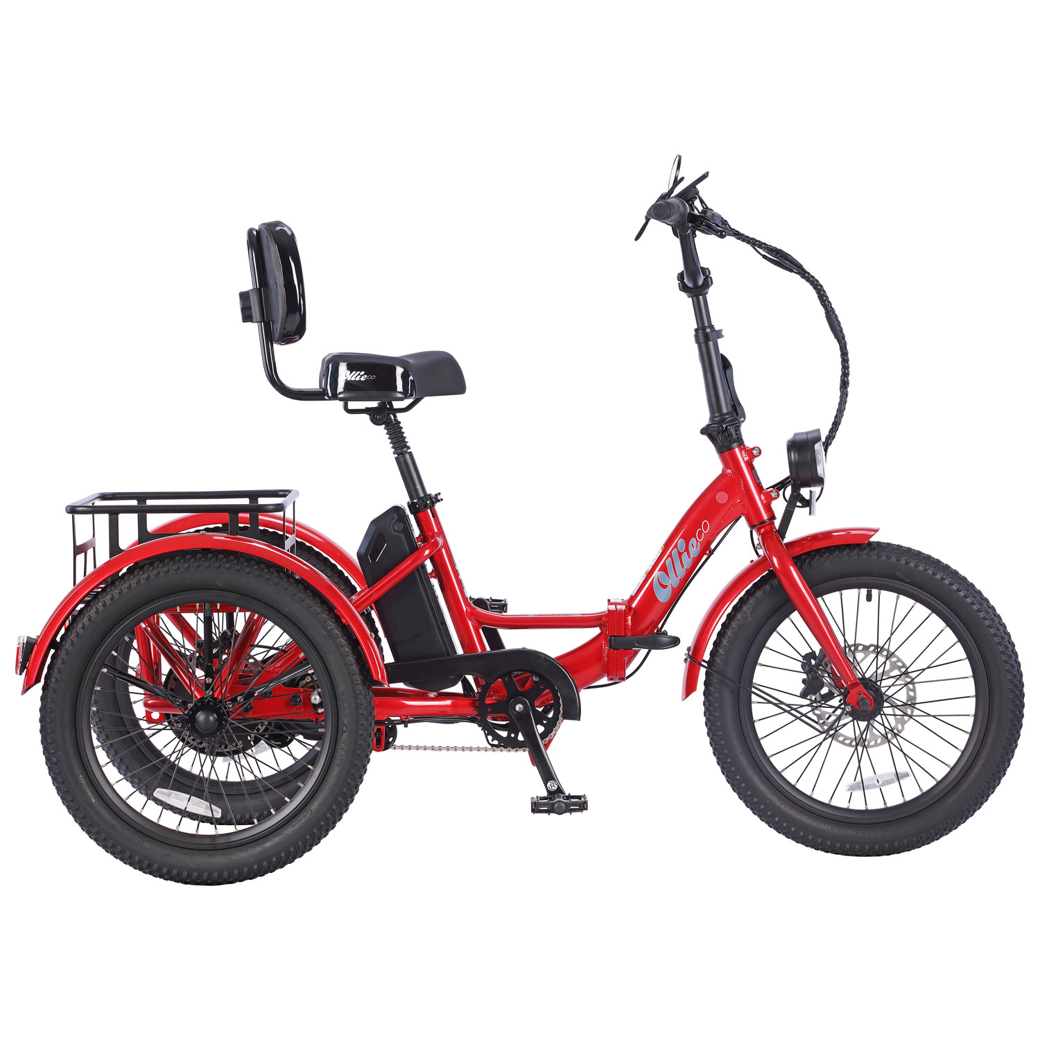 Tricycle électrique pliable à cadre bas Leo de Ollie - Rouge