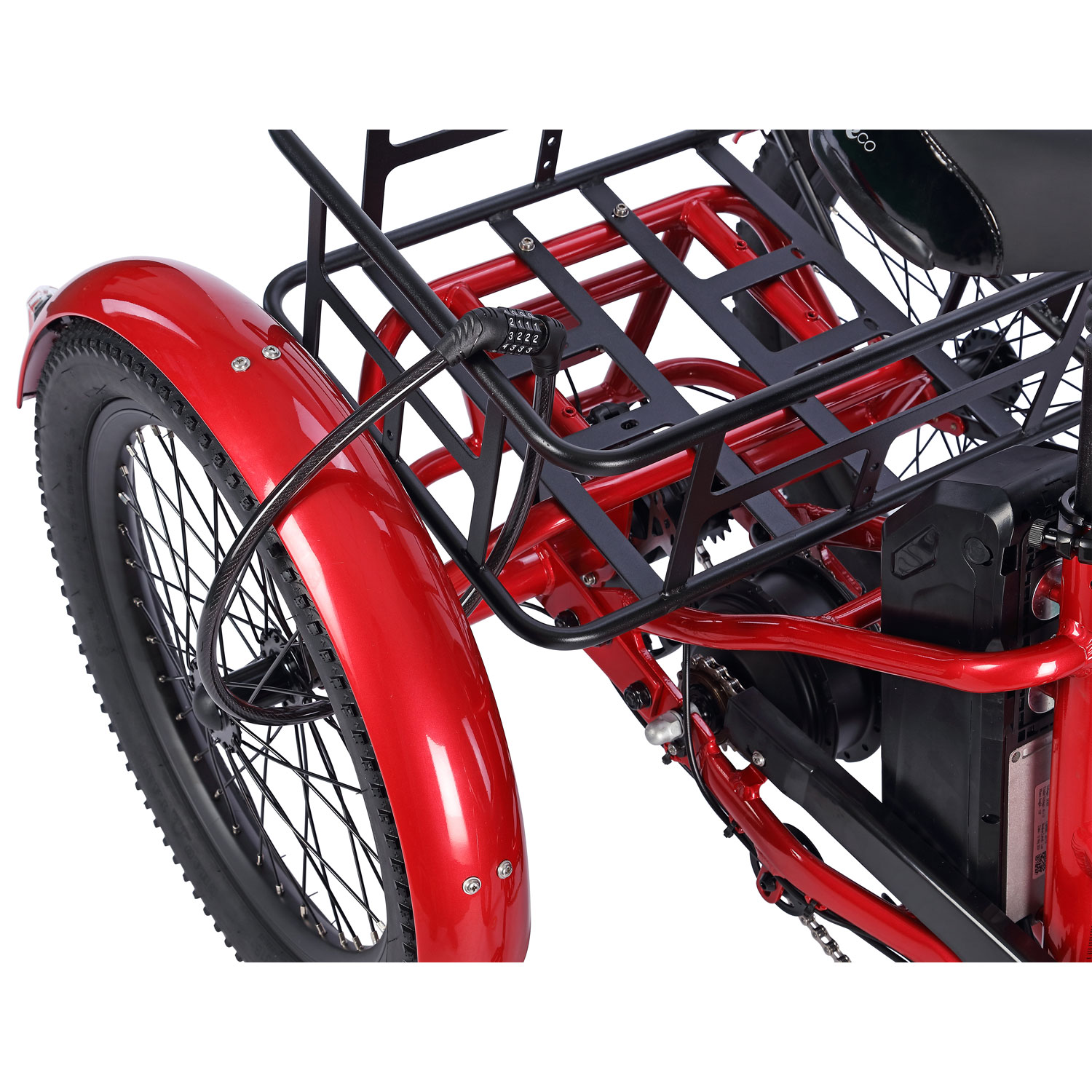 Tricycle électrique pliable à cadre bas Leo de Ollie - Rouge