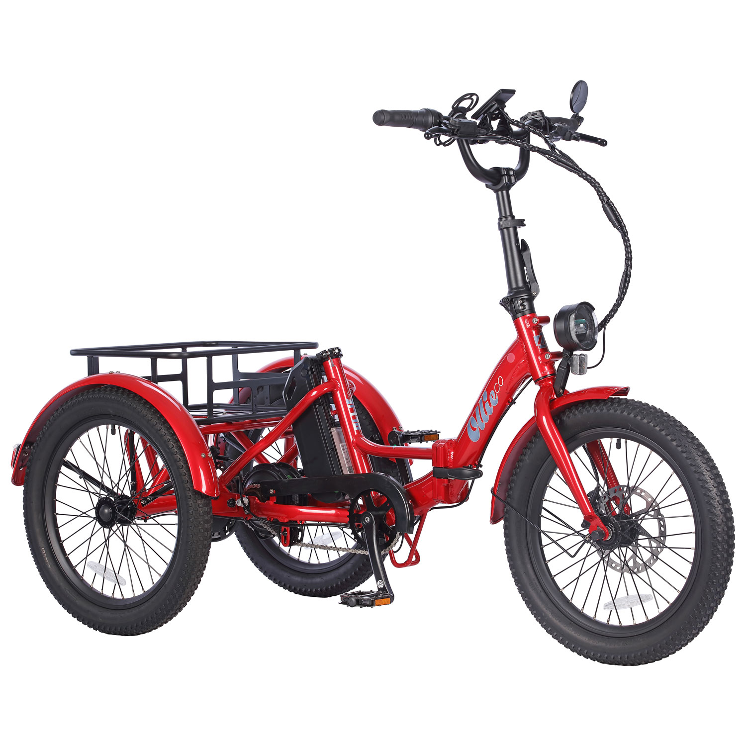 Tricycle électrique pliable à cadre bas Leo de Ollie - Rouge