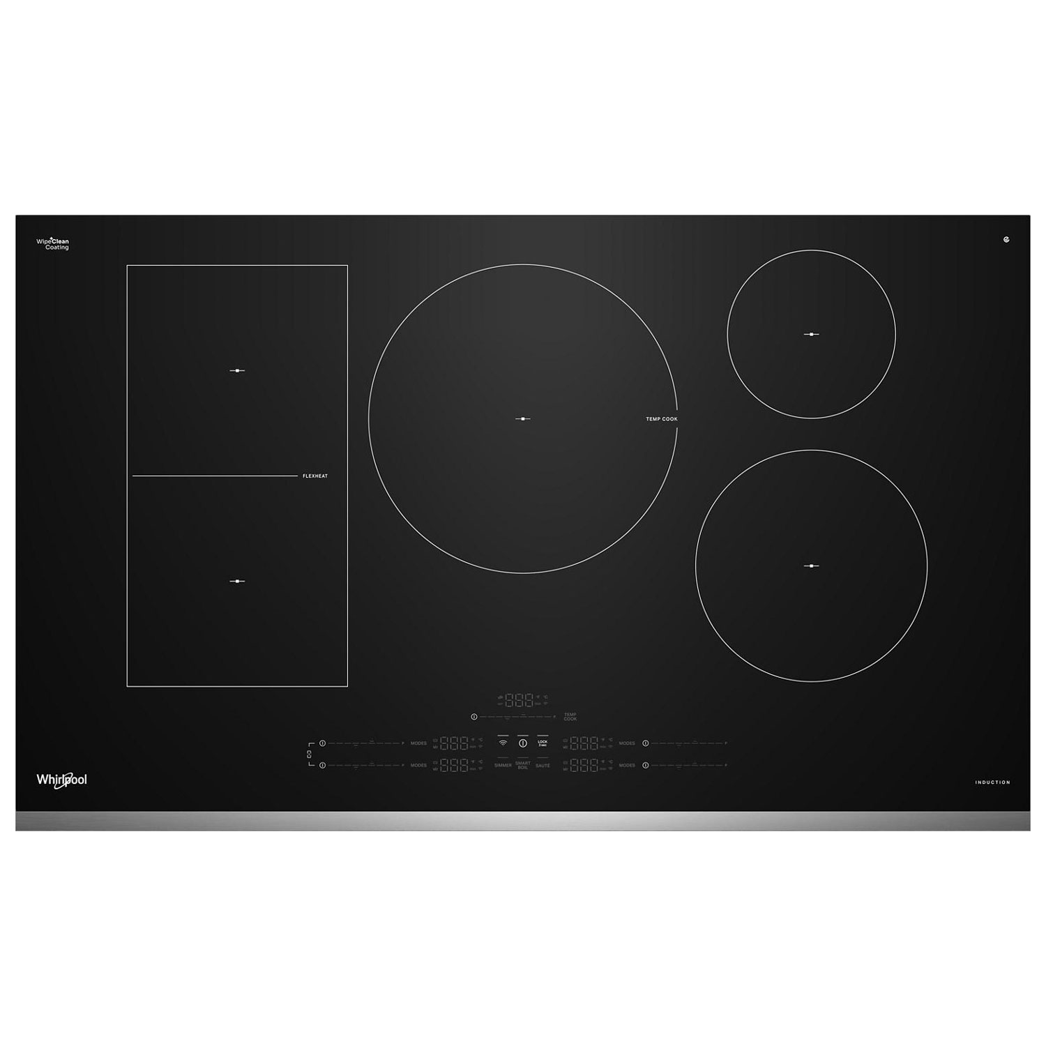 Whirlpool Intelligent 36" 5-Element Induction Cooktop - Black Glass/Stainless Steel