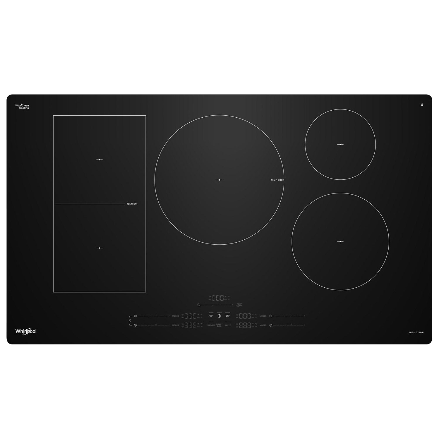 Surface de cuisson intelligente à induction 36 po 5 éléments de Whirlpool - Noir