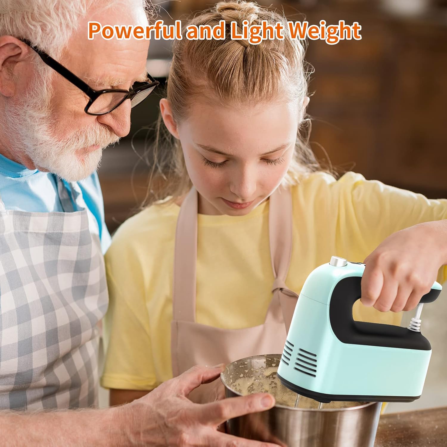 Yomelo 9-Speed Digital Hand Mixer Electric, 400W Powerful DC Motor, Baking Mixer Handheld with Snap-On Storage Case, Touch Button, Turbo Boost, Dough