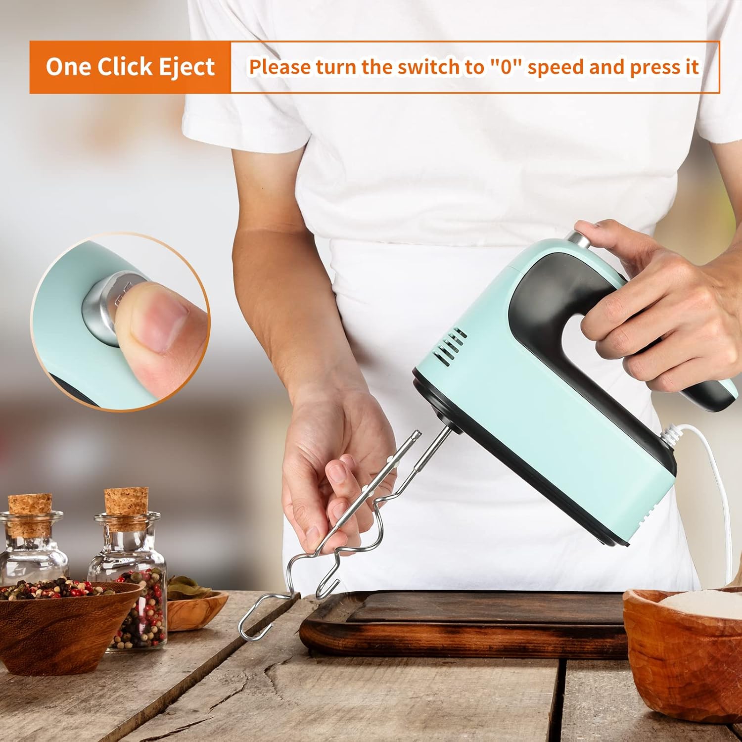 Yomelo 9-Speed Digital Hand Mixer Electric, 400W Powerful DC Motor, Baking Mixer Handheld with Snap-On Storage Case, Touch Button, Turbo Boost, Dough