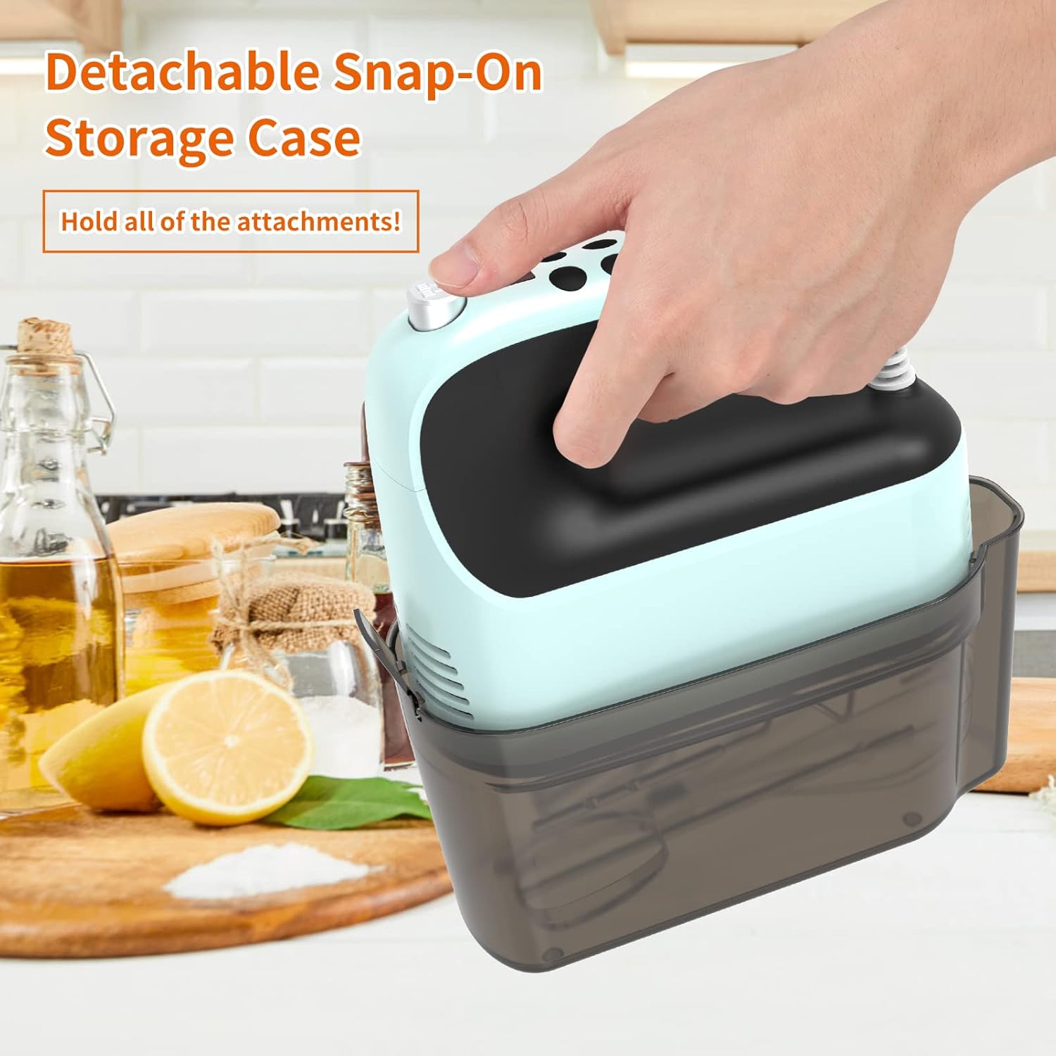 Yomelo 9-Speed Digital Hand Mixer Electric, 400W Powerful DC Motor, Baking Mixer Handheld with Snap-On Storage Case, Touch Button, Turbo Boost, Dough