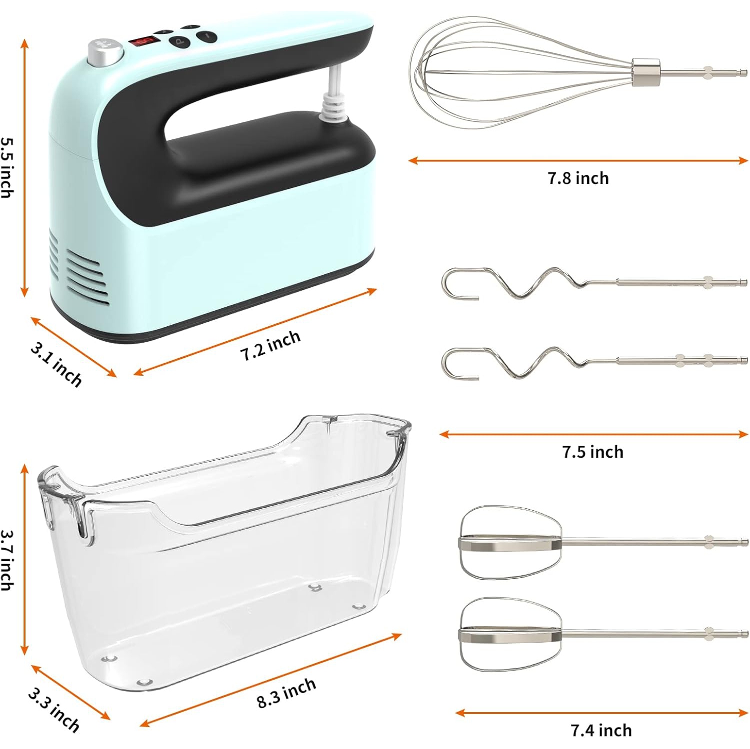 Yomelo 9-Speed Digital Hand Mixer Electric, 400W Powerful DC Motor, Baking Mixer Handheld with Snap-On Storage Case, Touch Button, Turbo Boost, Dough