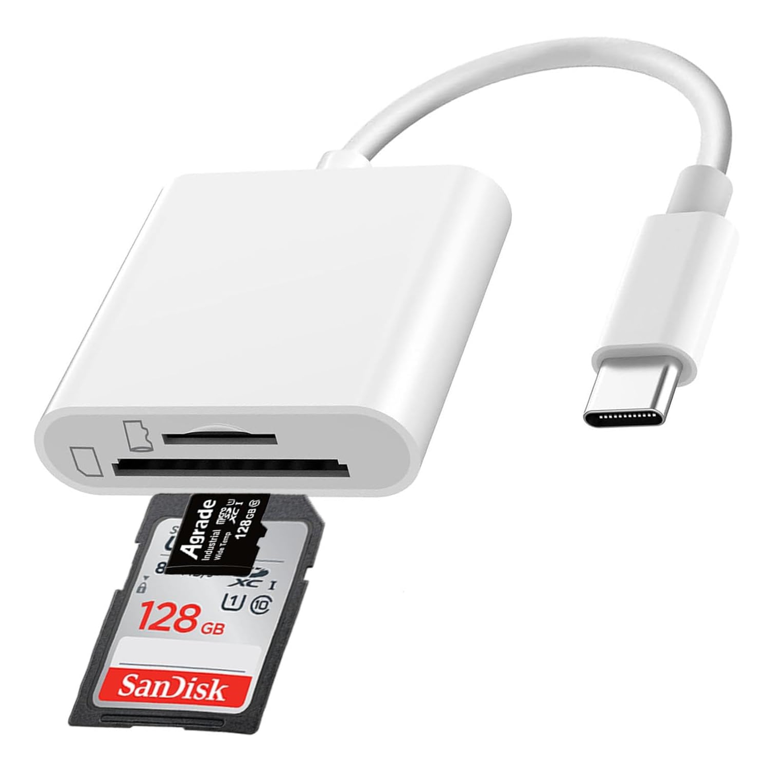 Micro SD Card Reader USB C, Dual Card Slot SD Memory Card Reader, Supports SD/TF Memory Card Adapter, Trail Camera Viewer Micro SD Card Reader for