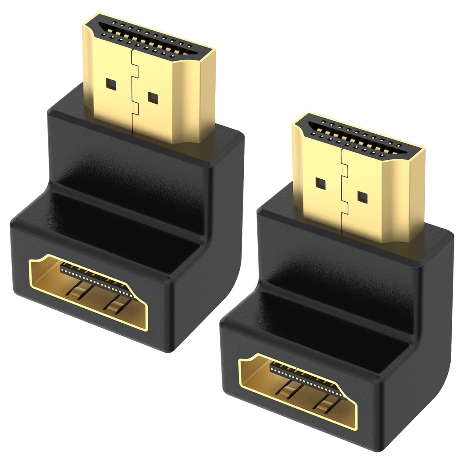 Paquet de 2 adaptateurs HDMI 90 degrés 8K, connecteur HDMI 2,1 mâle à femelle à angle droit, prise en charge 8K@60&nbsp;Hz, 4K@120&nbsp;Hz, 3D, HDR