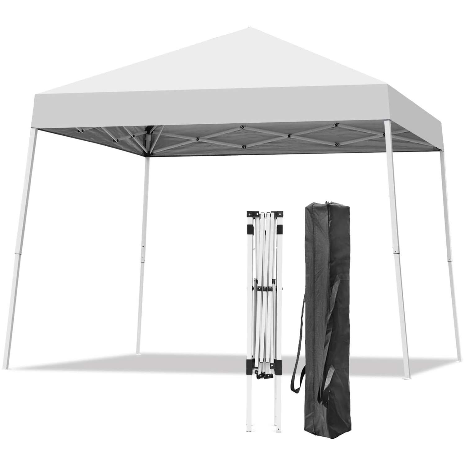 Ainfox Portable Pop Up Canopy White Outdoor Instant Tent With Slant Legs