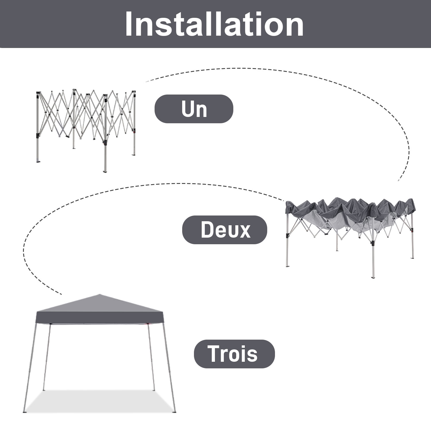 Ainfox Portable Pop Up Canopy Grey Outdoor Instant Tent With Slant Legs