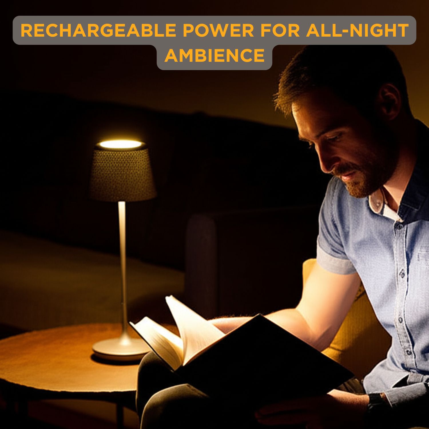 Abbott – Lampe de table en forme de cloche LED, lampe rechargeable à intensité réglable avec base de chargement, touche moderne élégante pour la