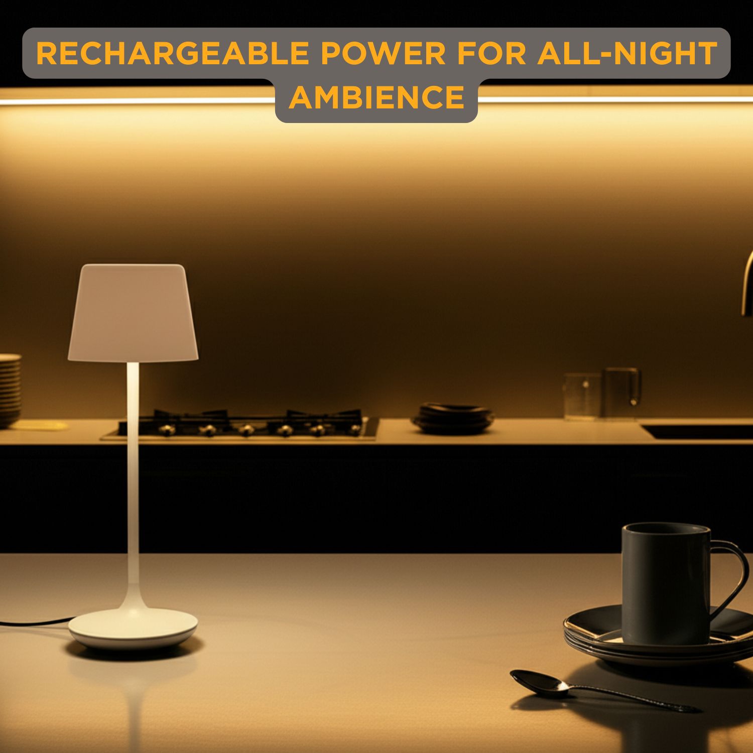 Abbott – Lampe de table Crosby en forme de cloche LED, rechargeable avec intensité réglable, touche moderne compacte avec base de chargement pour