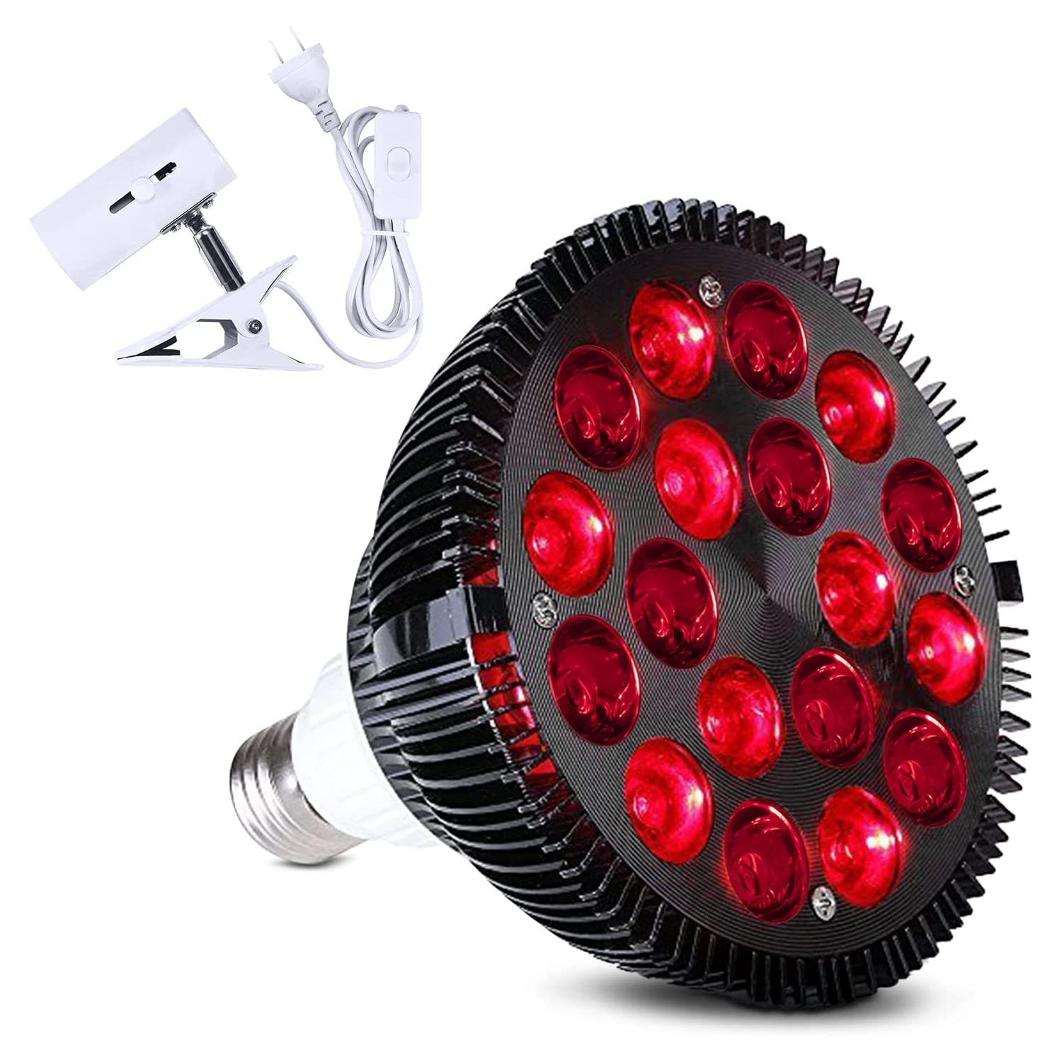 Lampe de thérapie à lumière rouge, 660&nbsp;nm, Cramoisi 850&nbsp;nm, proche infrarouge, 18 LED, 54&nbsp;W, E27 Vis Beauté anti-âge, soulagement de