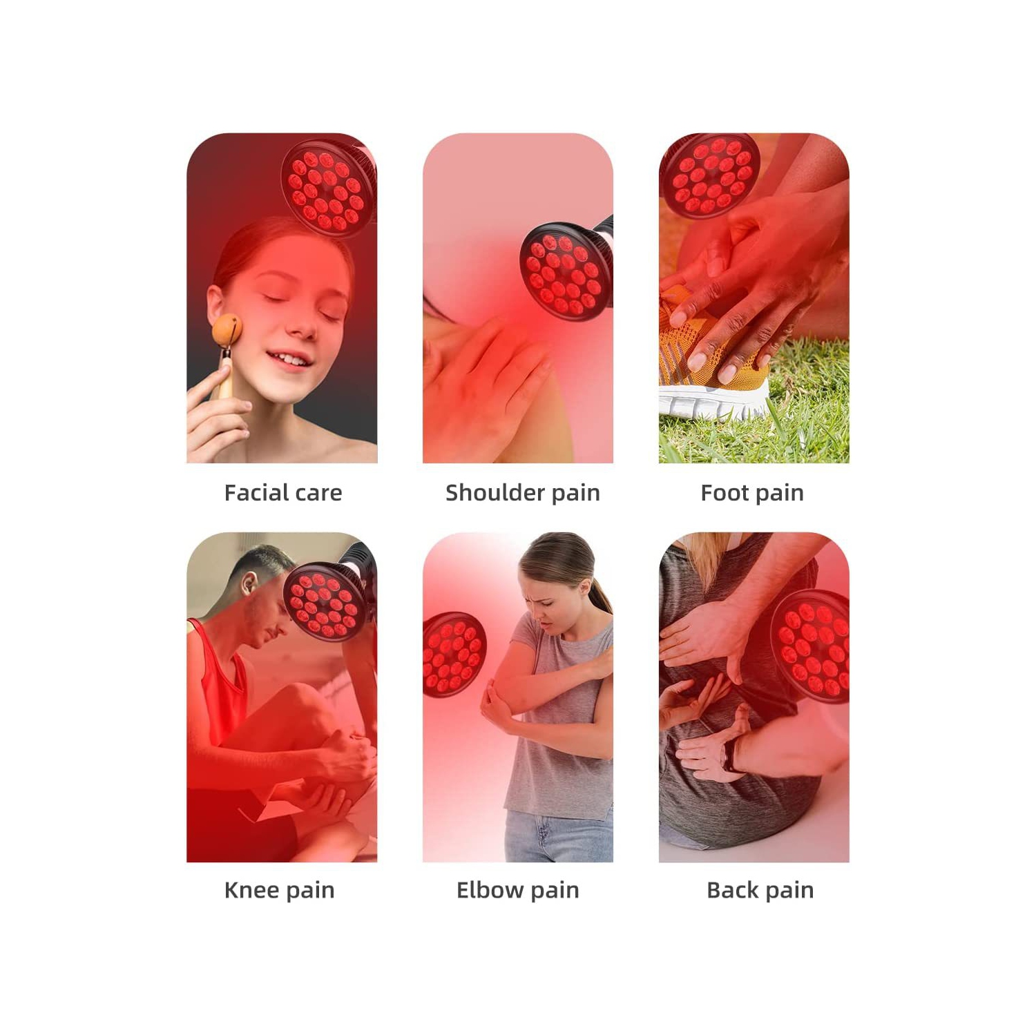 Lampe de thérapie à lumière rouge, 660&nbsp;nm, Cramoisi 850&nbsp;nm, proche infrarouge, 18 LED, 54&nbsp;W, E27 Vis Beauté anti-âge, soulagement de