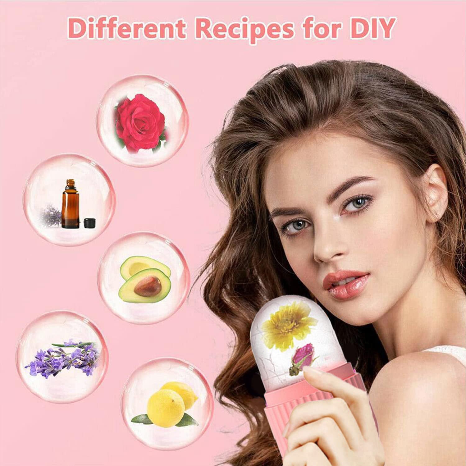 2PCS Ice Roller for Face and Eyes, Gua Sha Massage Face Roller Ice Mould, Reusable Facial Beauty Ice Roller Skin Care Tools for Brighten Skin, Eye