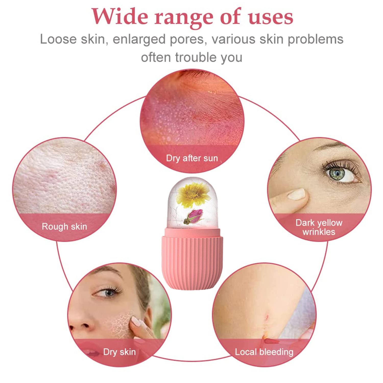 2PCS Ice Roller for Face and Eyes, Gua Sha Massage Face Roller Ice Mould, Reusable Facial Beauty Ice Roller Skin Care Tools for Brighten Skin, Eye