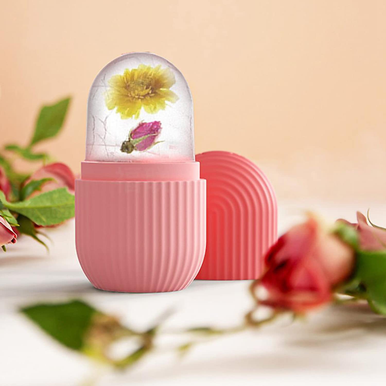 2PCS Ice Roller for Face and Eyes, Gua Sha Massage Face Roller Ice Mould, Reusable Facial Beauty Ice Roller Skin Care Tools for Brighten Skin, Eye