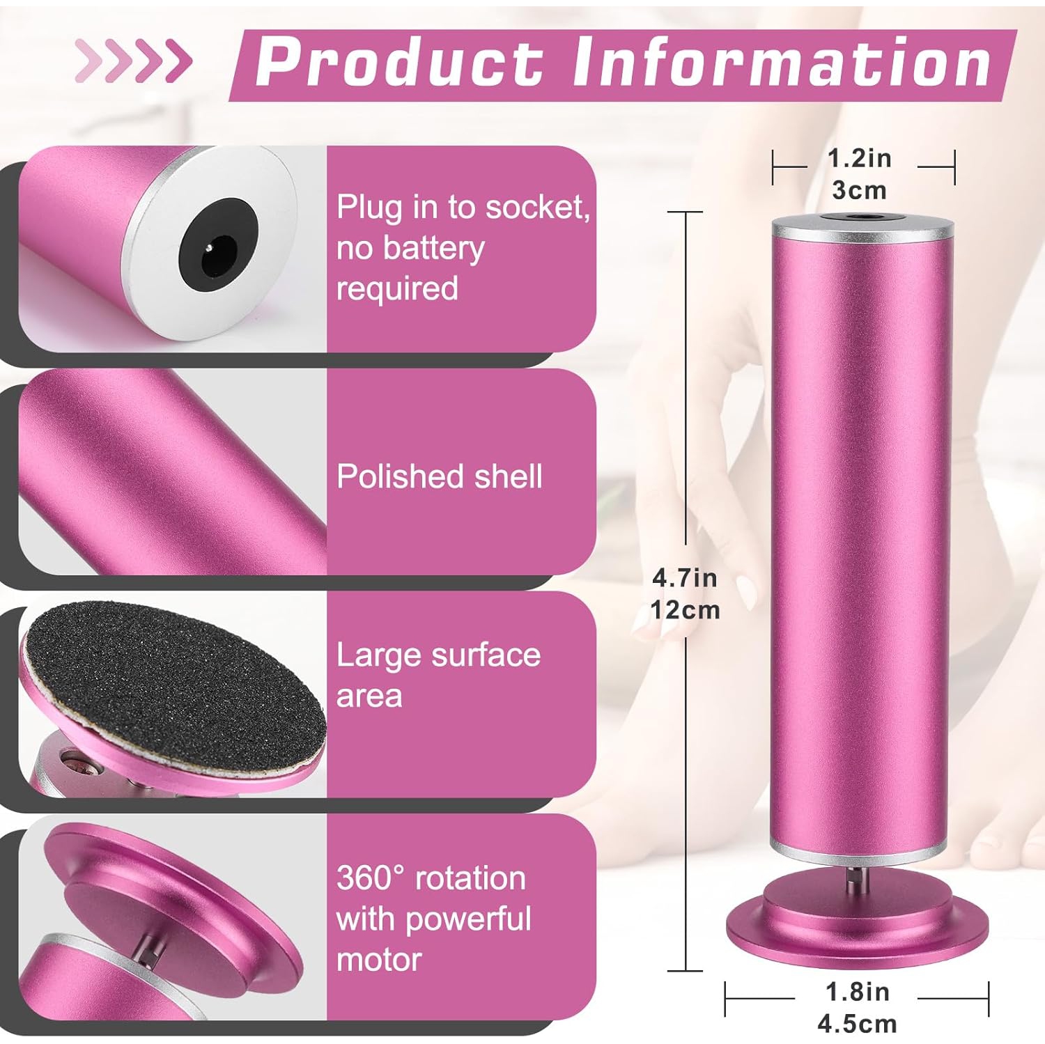 Electric Callus Remover, Foot Nail File Grinder Tool with Speed Controller and 60PCS Replacement Sandpaper Disk, Pedicure Tool Feet Scrubber for Dead