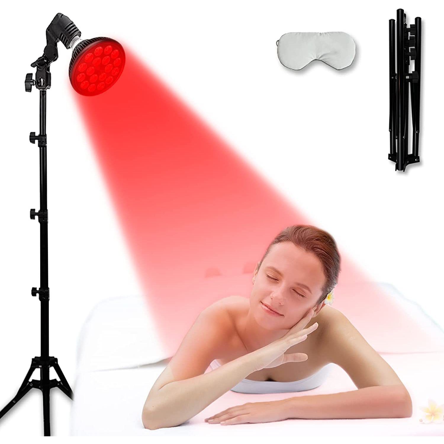 LED Red Light Therapy Full Body Infrared Lamp 54W for Physiotherapy Instrument Facial Light With Adjustable Stand And Mask