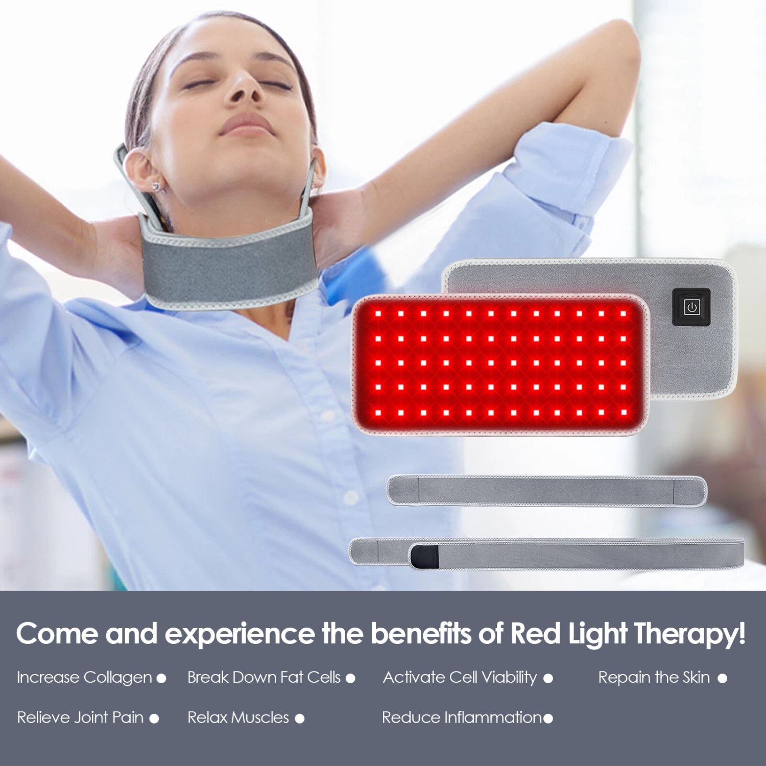 Red Light Therapy for Neck - Near Infrared Light Therapy Belt for Pain Relief for Shoulder, Wrist, Knee and Ankle