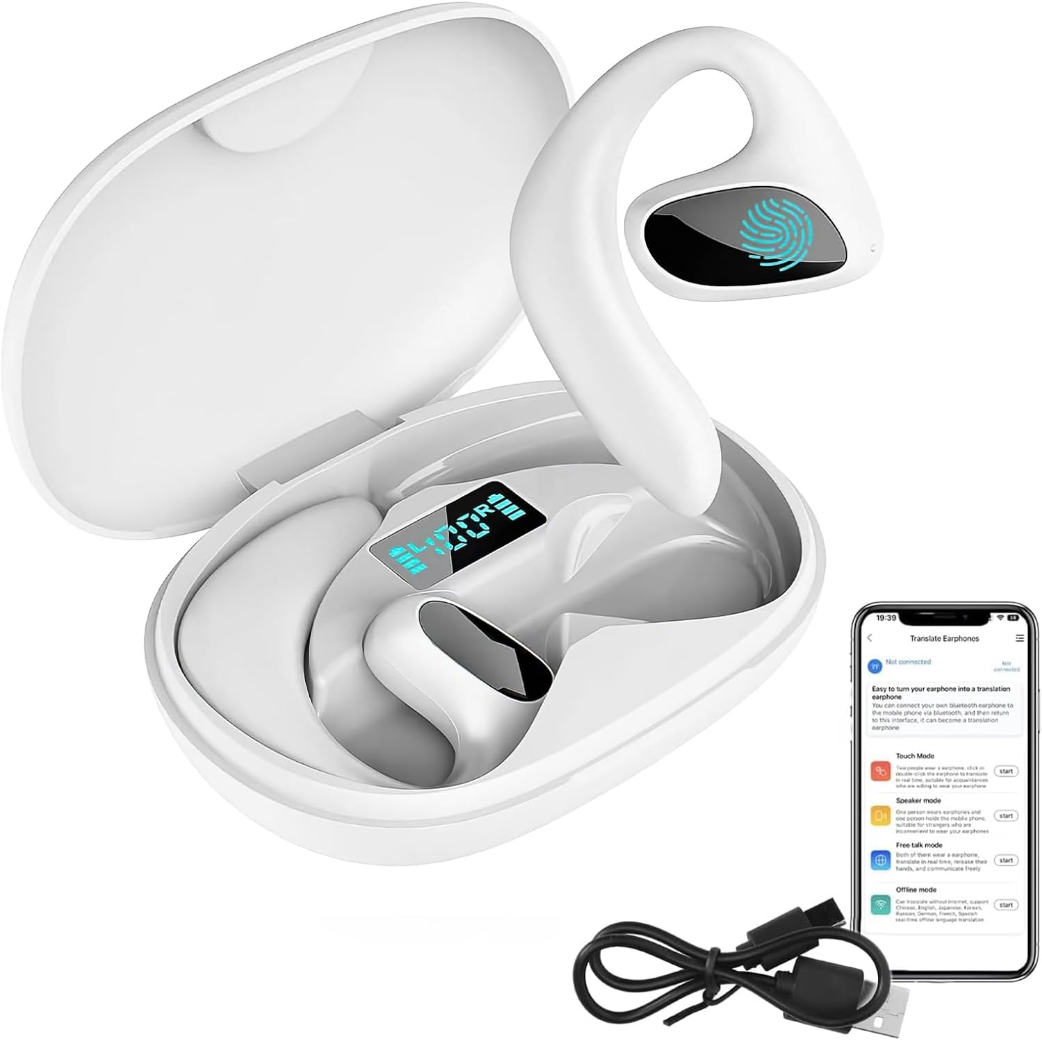 AI Language Translator Earbuds,Real Time Earbud Translator 144 Languages & Accents,Two-Way Ear Buds Translators for Travel Business Learning