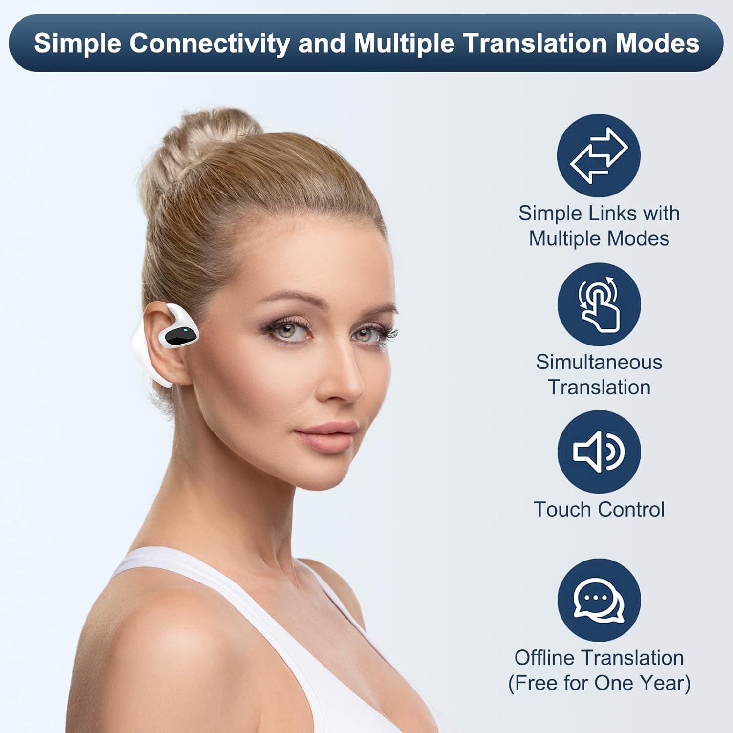 AI Language Translator Earbuds,Real Time Earbud Translator 144 Languages & Accents,Two-Way Ear Buds Translators for Travel Business Learning