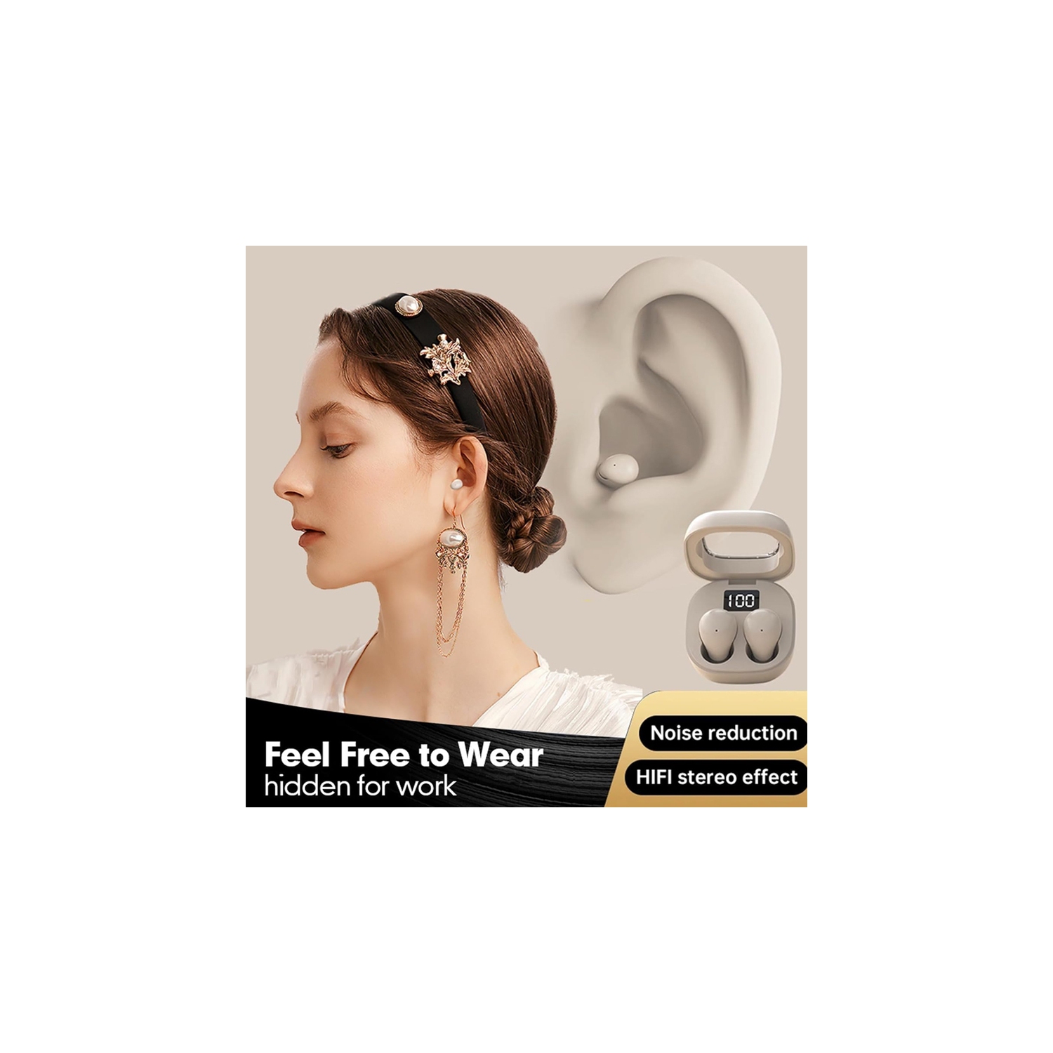 Invisible Earplugs Wireless Bluetooth Ultra Small Mini Discreet Micro Hidden Earplugs Suitable for Work, Sleep Headphones Wireless Earplug