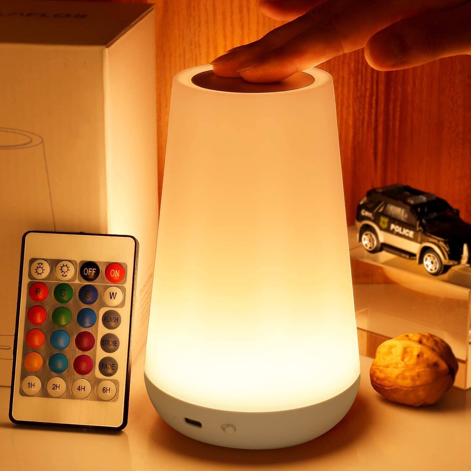 Veilleuse 13 couleurs pour chambre à coucher, lampe tactile à intensité réglable avec télécommande, lampe de chevet portative pour bureau