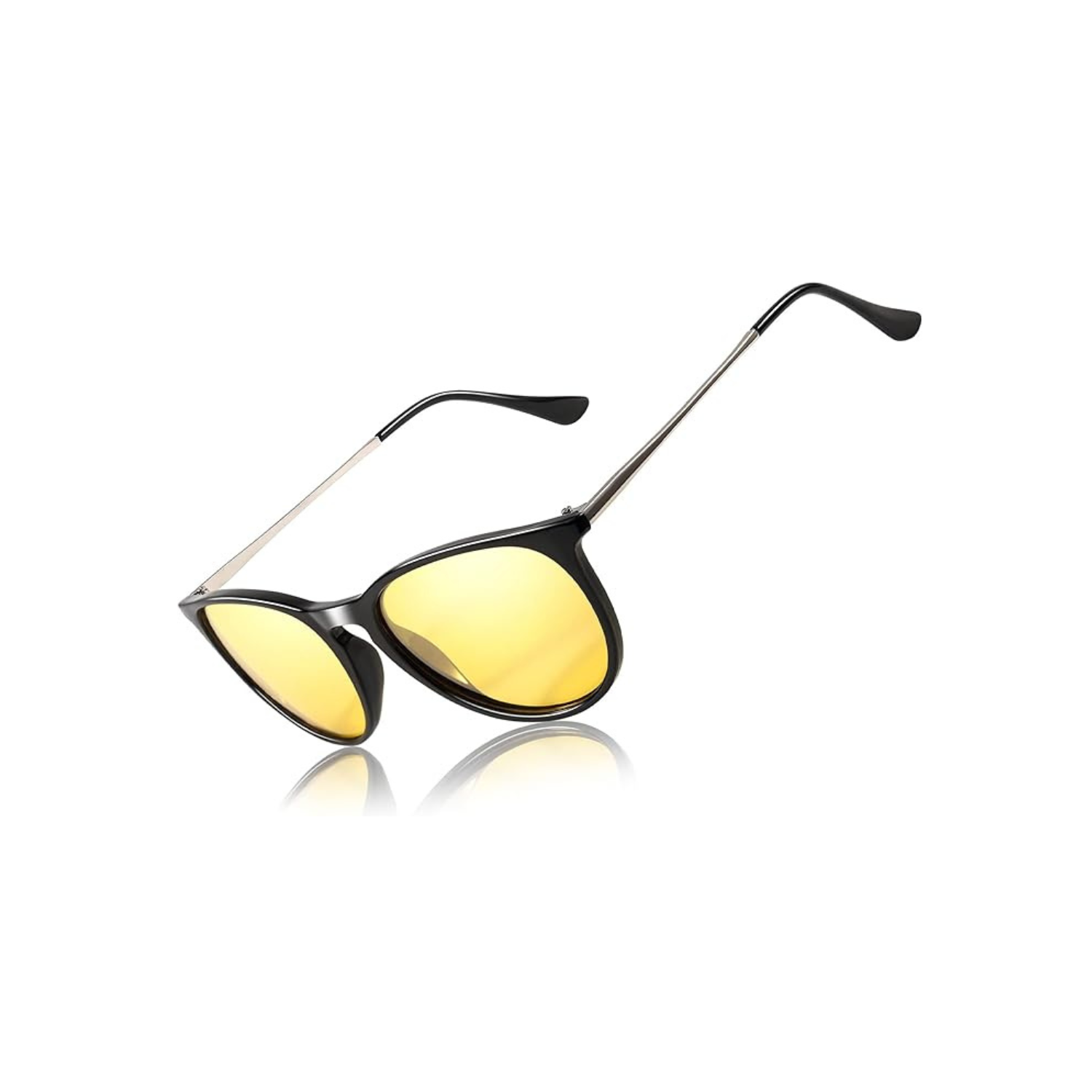 Night Vision Glasses for Men Women Classic Round Polarized Yellow Lens Anti Glare Nighttime Driving Glasses