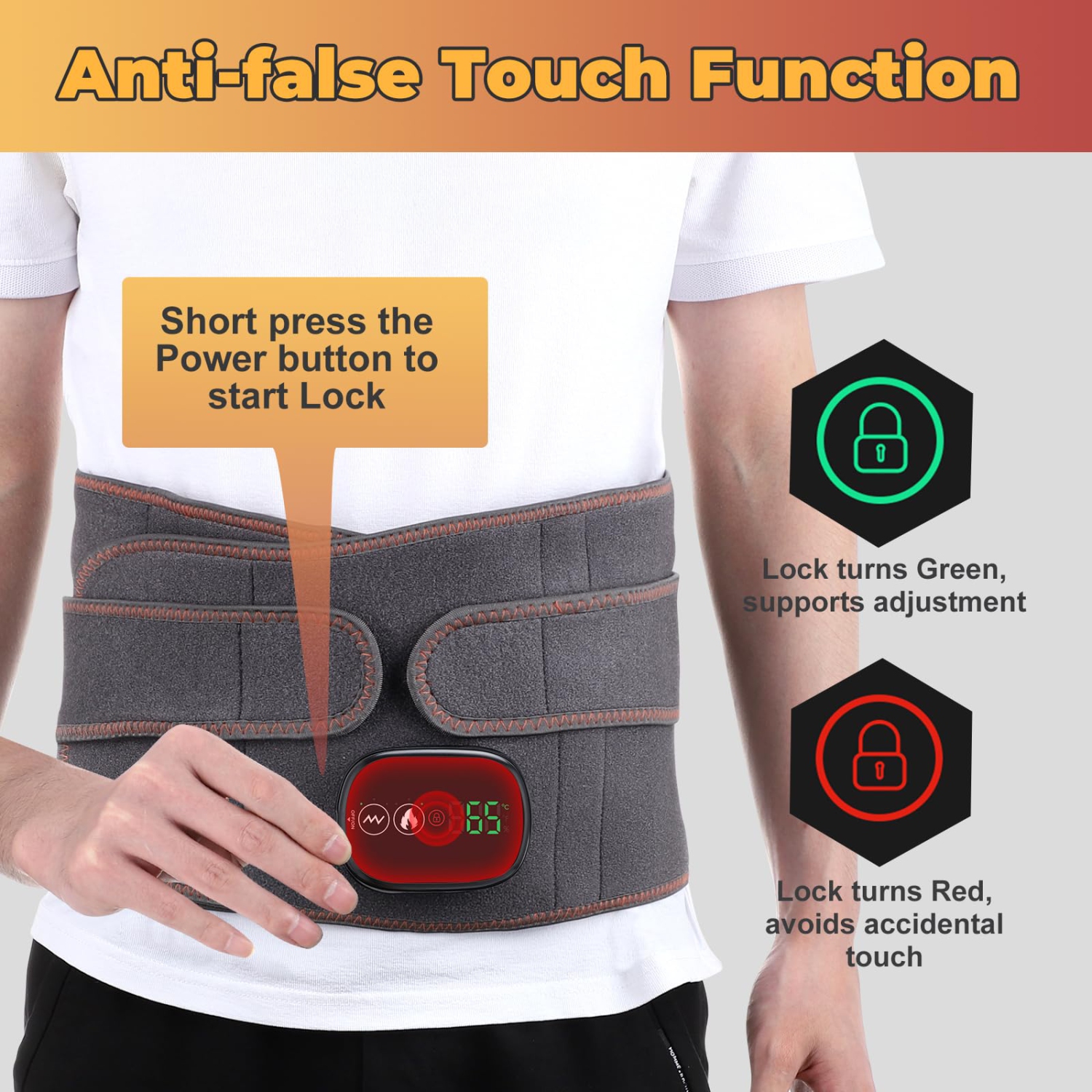Electric Cordless Heating Pad for Back, Heated Waist Belt Wrap Massage Modes Heat Pad for Back, Cramps, Waist