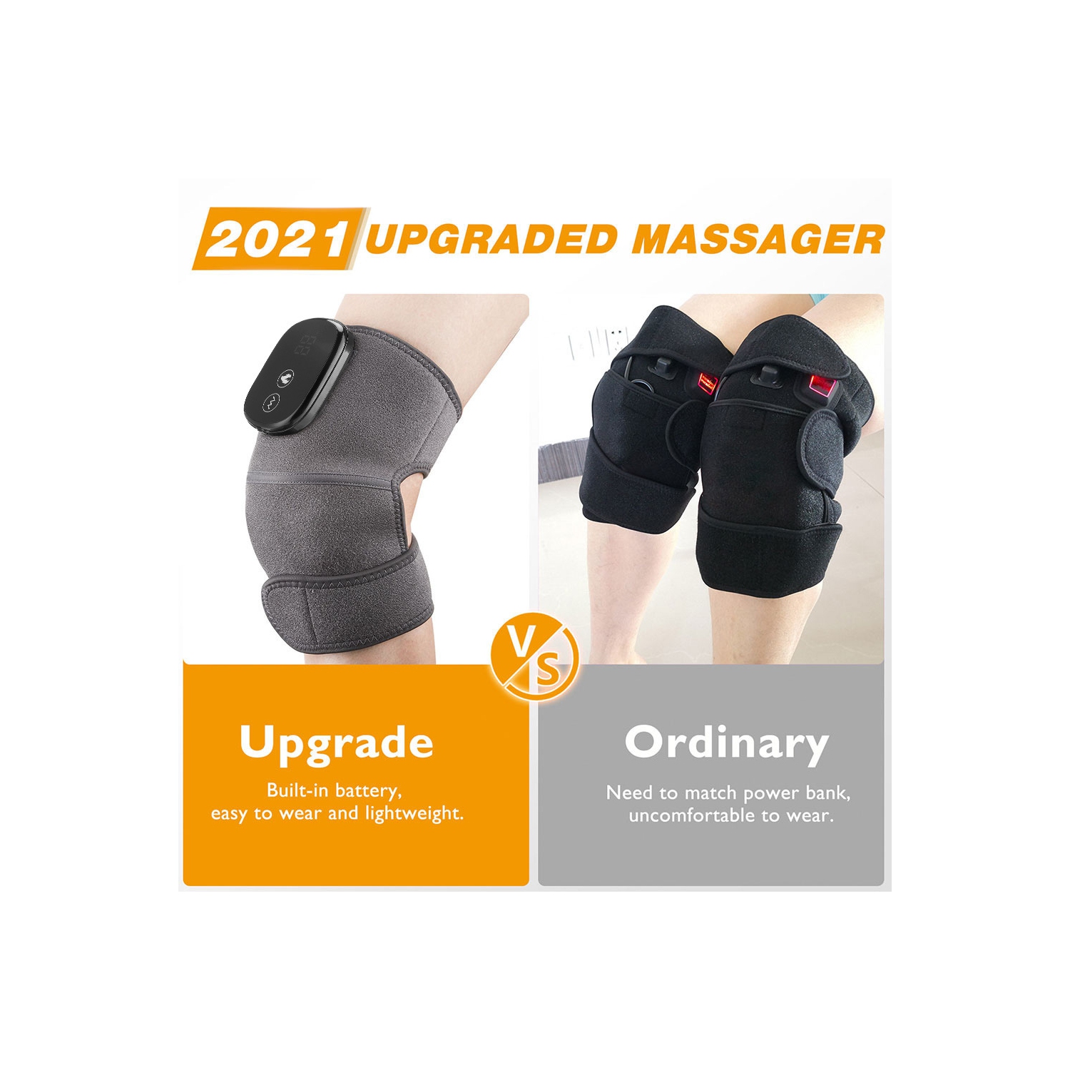 Heating Knee Massager, Knee Shoulder Elbow 3-in-1 Massage, Portable Knee Massager 3 Vibration and Heat,with Knit Knee Brace Pads