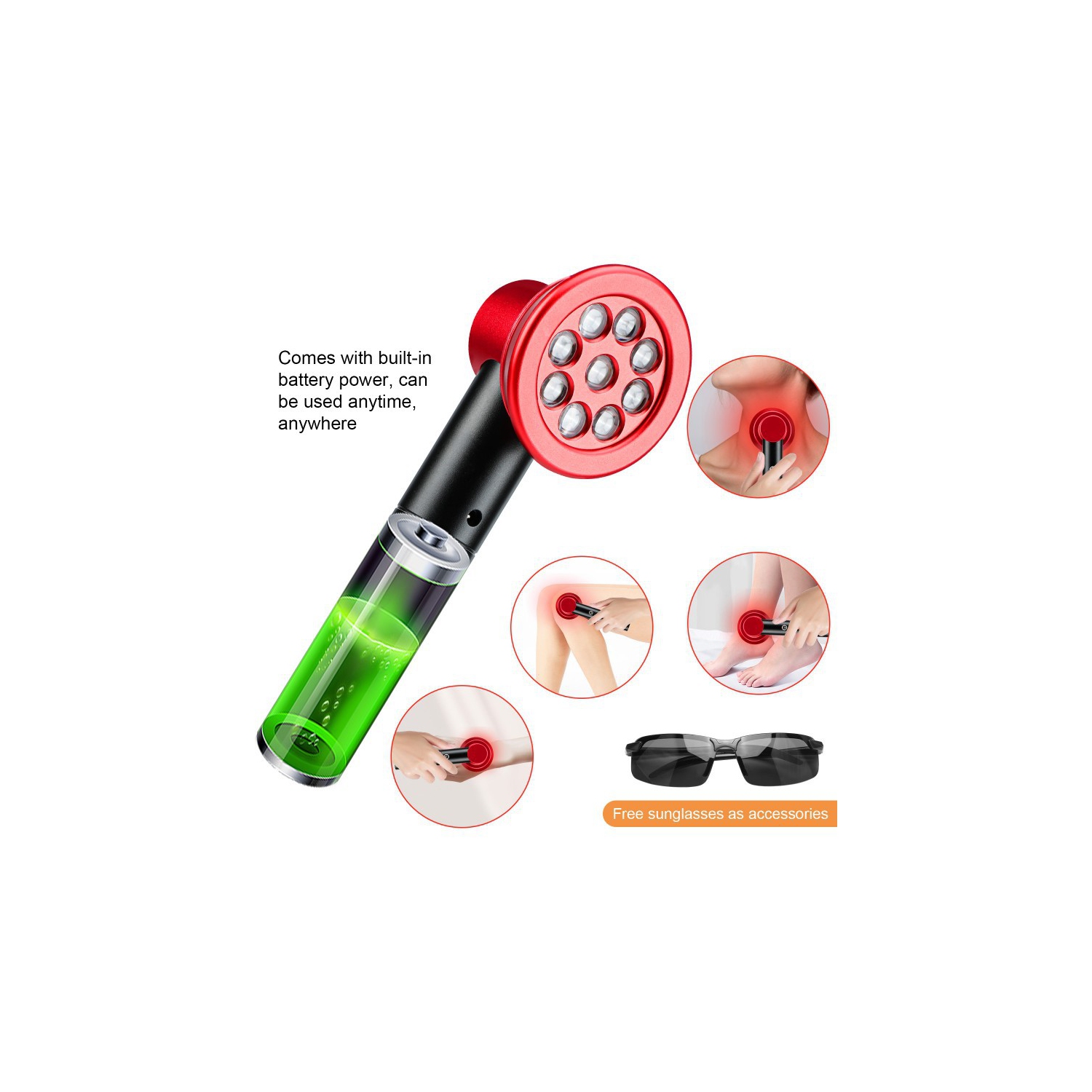 Handheld LED Light Therapy Device,660nm 850nm Red Light Therapy for Body Muscle Joint Pain Relief Facial Skin Care