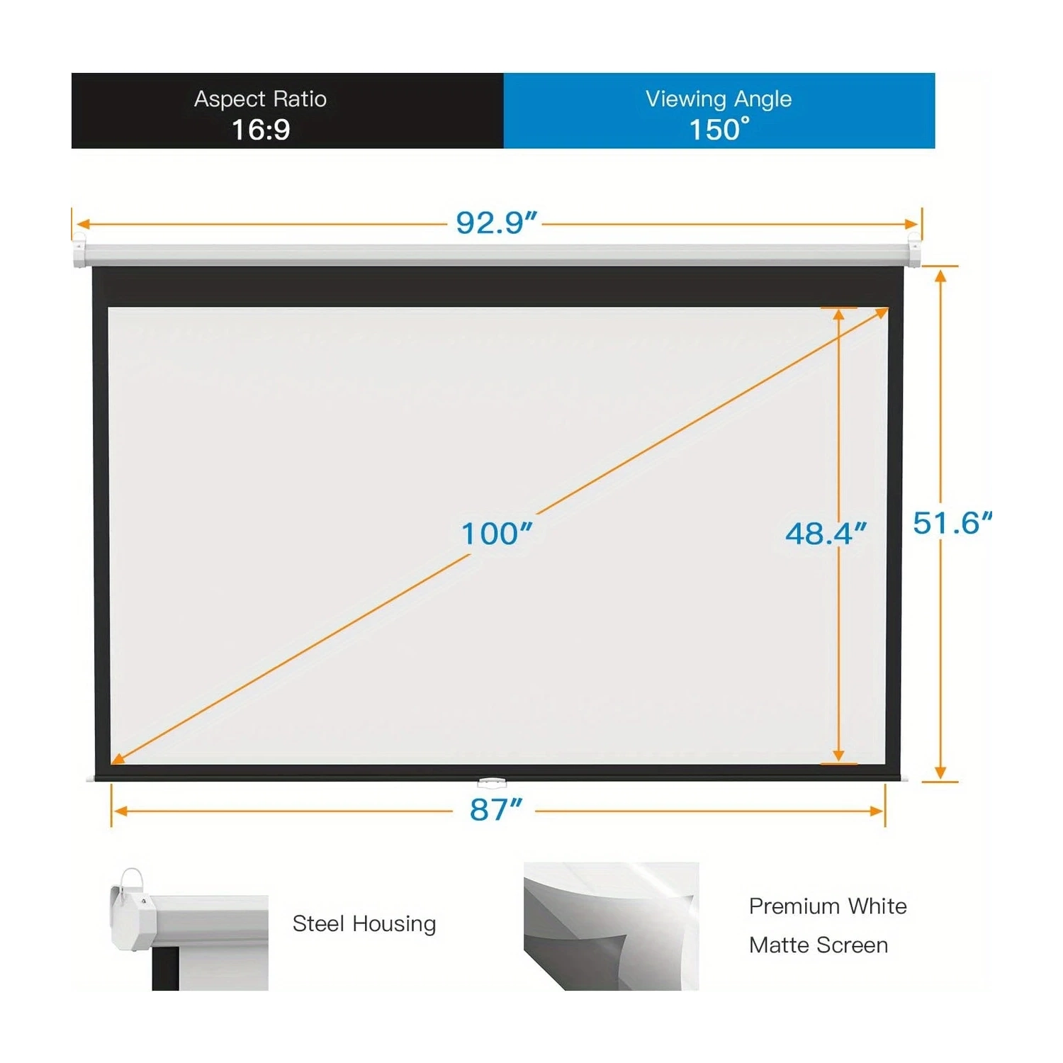 3000+ Lumens HD Mini Projector with 100" Auto-Locking Screen and Adjustable Tripod Stand for Indoor and Outdoor Use