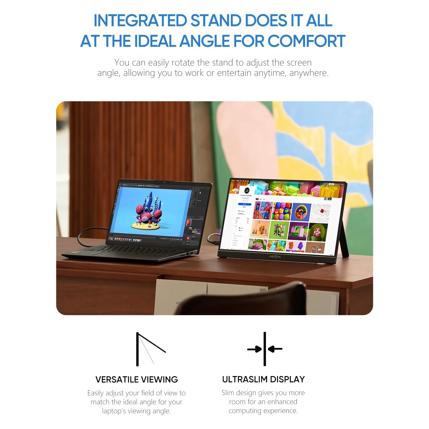 ARZOPA 16.1'' 144Hz Portable Gaming Monitor, 106% sRGB 1080P FHD Kickstand Portable Monitor with HDR, Ultra Slim, Eye Care, External Second Screen -