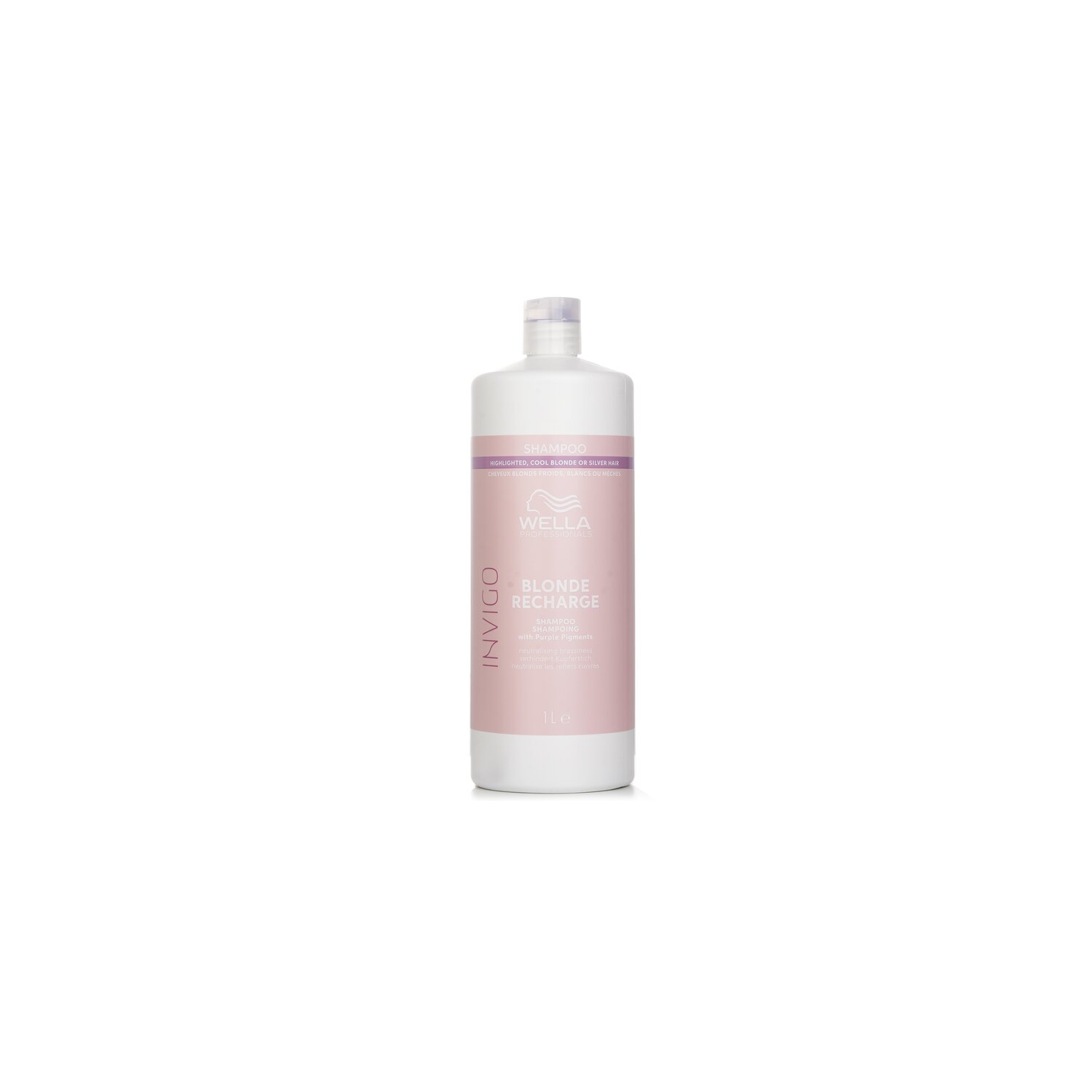 Invigo Blonde Recharge Shampoo With Purple Pigments Highlighted, Cool Blonde Or Silver Hair 1000ml