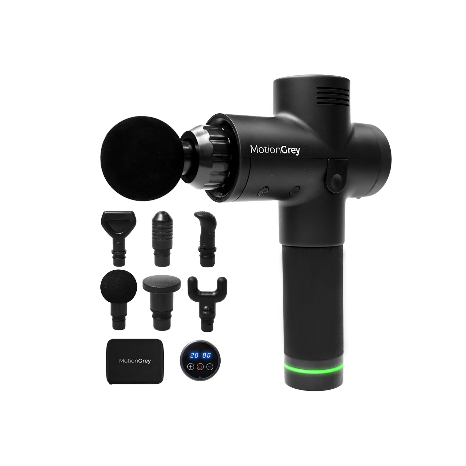 MotionGrey - Massage Gun with 20 Speeds – Deep Tissue Percussion Massager with 6 Heads & Carrying Case, Portable Muscle Massage Device for Home, Gym