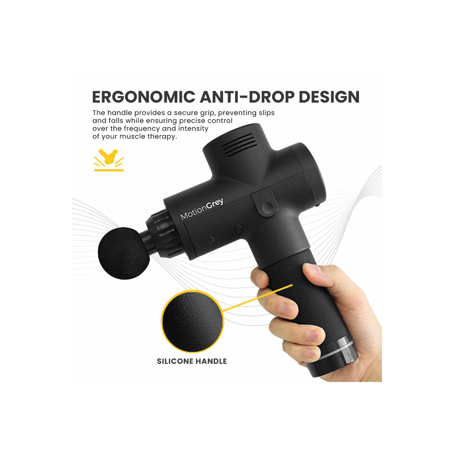 MotionGrey - Massage Gun with 20 Speeds – Deep Tissue Percussion Massager with 6 Heads & Carrying Case, Portable Muscle Massage Device for Home, Gym