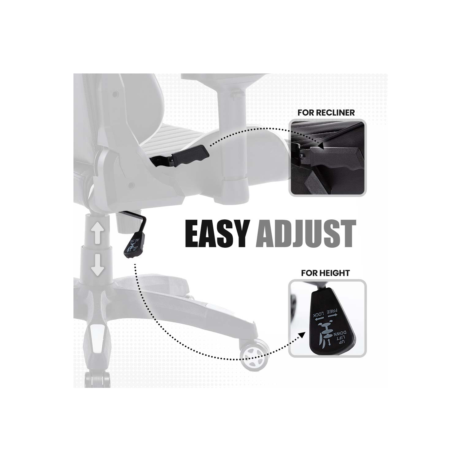 MotionGrey Enforcer - Office Gaming Chair, Ergonomic, High Back, PU Leather, with Height Adjustment, Headrest & Lumbar Cushions Great Desk Chair -