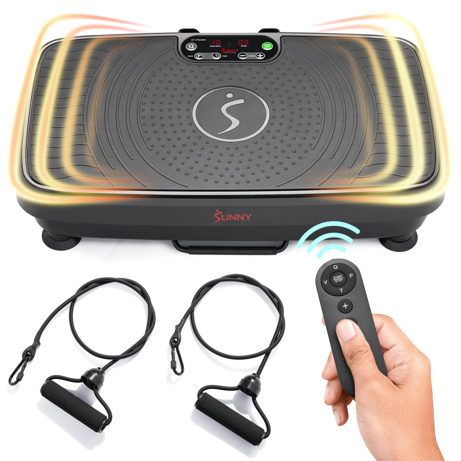 Machine d'exercice à plateforme vibrante avec bande de résistance de Sunny Health & Fitness - SF-VP822056