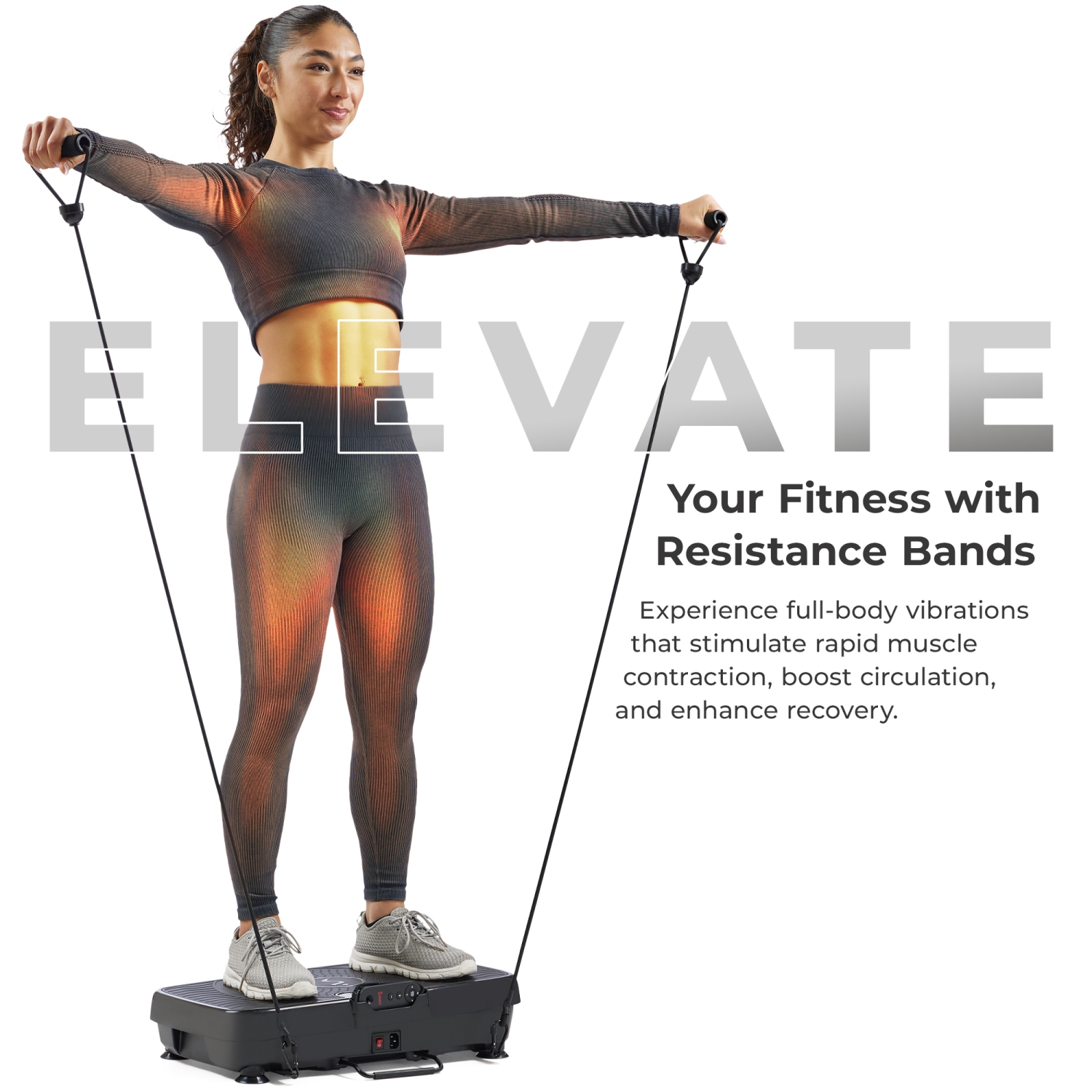 Machine d'exercice à plateforme vibrante avec bande de résistance de Sunny Health & Fitness - SF-VP822056