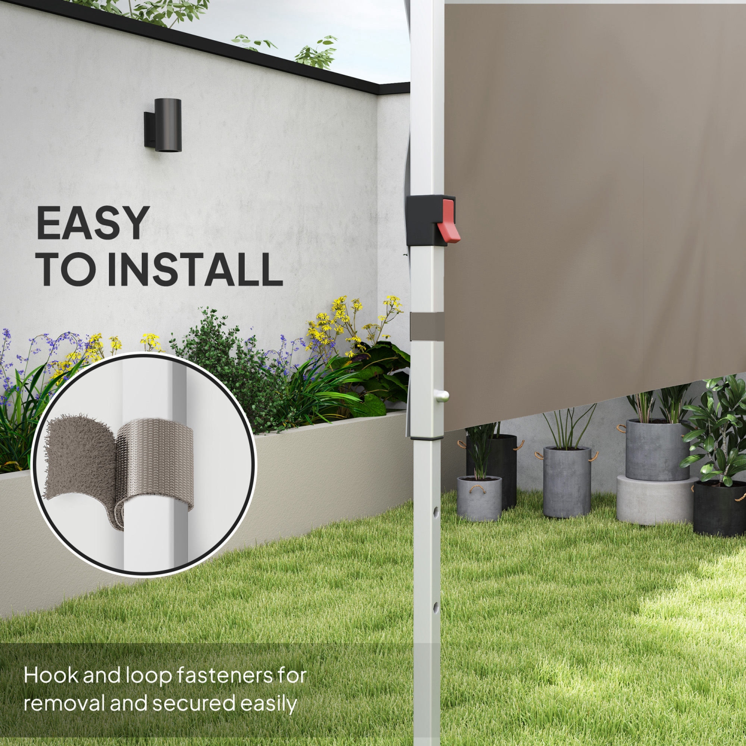 Demi-parois Outsunny 2 PCS pour auvent escamotable de 10 x 10 pi ou 10 x 20 pi, 2 paquets de demi-parois seulement, gris