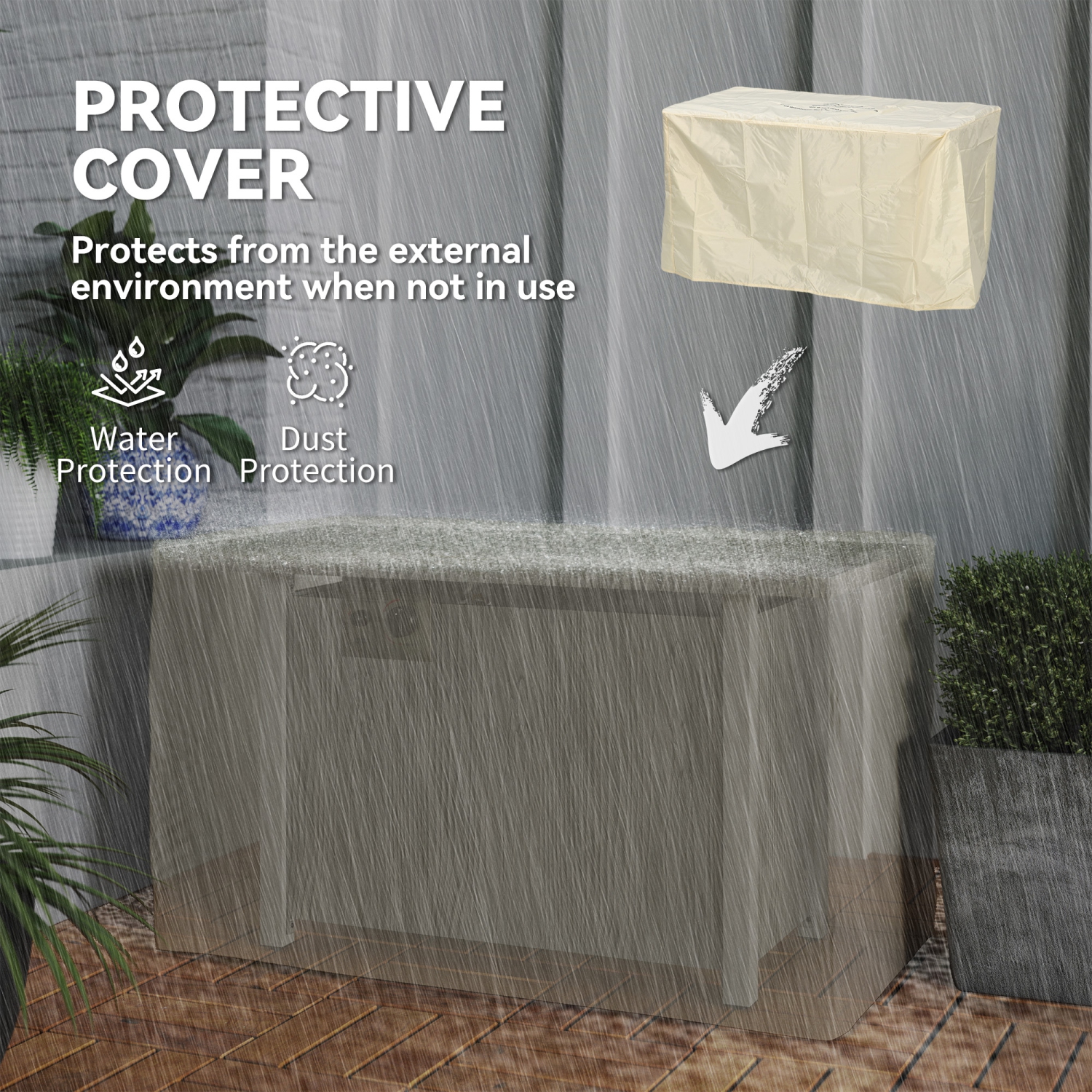 Table avec foyer au gaz propane Outsunny pour jardin, radiateur de patio extérieur sans fumée 50000&nbsp;BTU avec couvercle étanche, écran en verre,