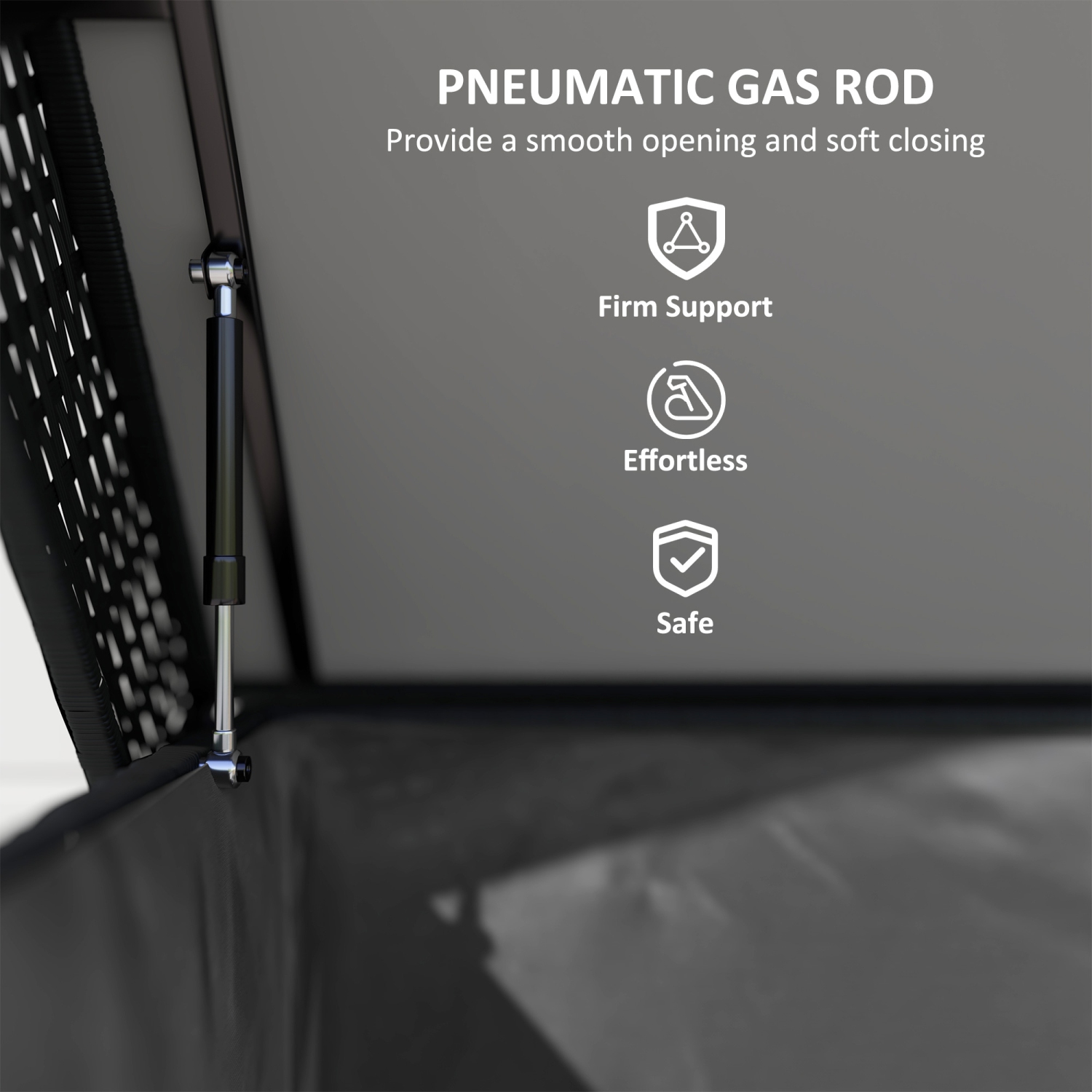 Outsunny 165 Gallon Deck Box, Wicker Outdoor Storage Box with Waterproof Liner, Gas Strut and Universal Wheels, Rattan Patio Storage Container for