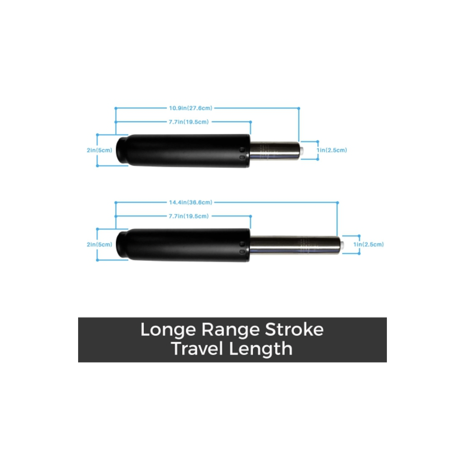 Remplacement du cylindre de fauteuil de bureau Easy MotionGrey – Piston à vérin à gaz de classe 4 – Convient à tous les fauteuils de bureau et de jeu