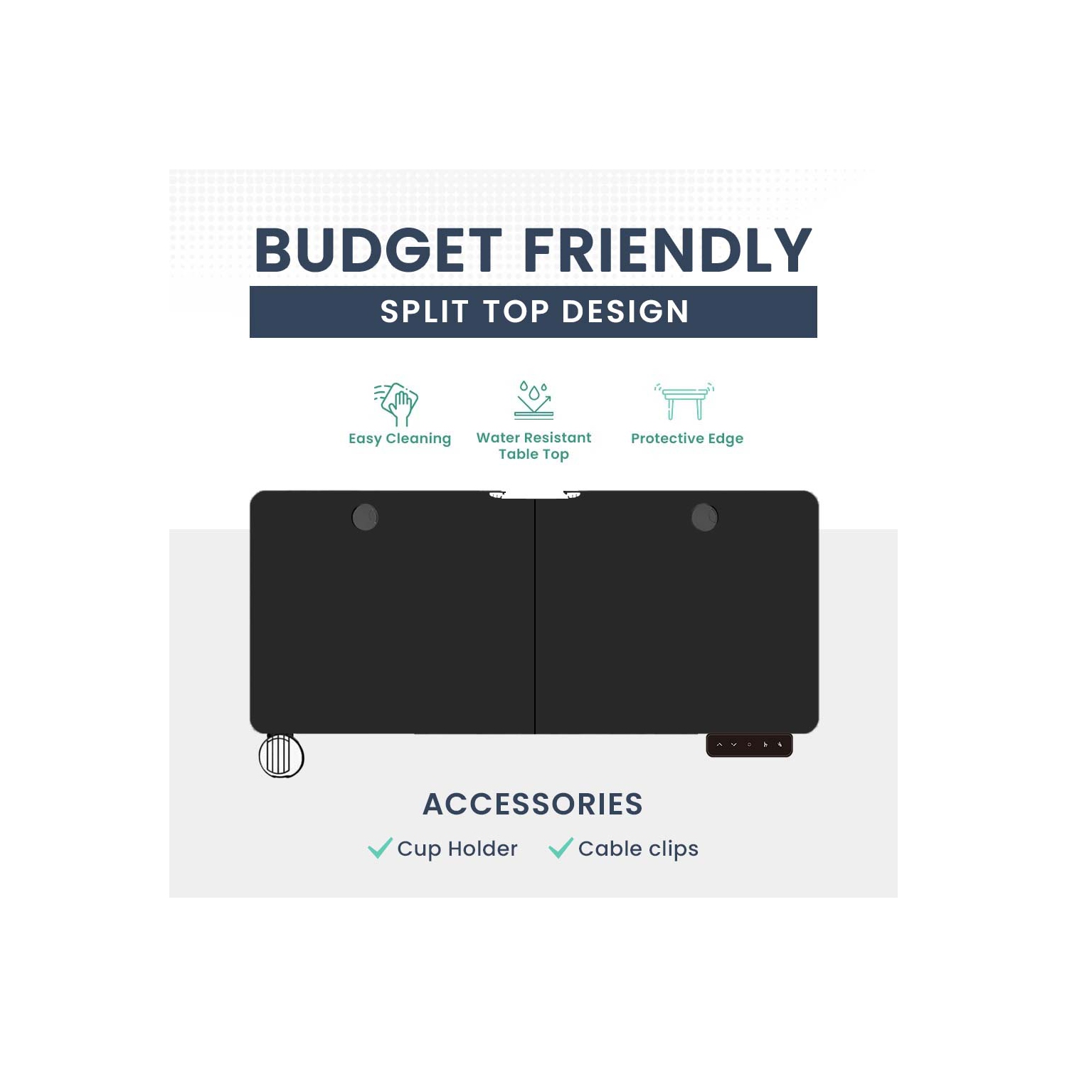 Bureau debout électrique ajustable MotionGrey avec réglages de mémoire - Cadre noir supérieur 55 x 24&nbsp;po - Bureau ergonomique pour la maison et