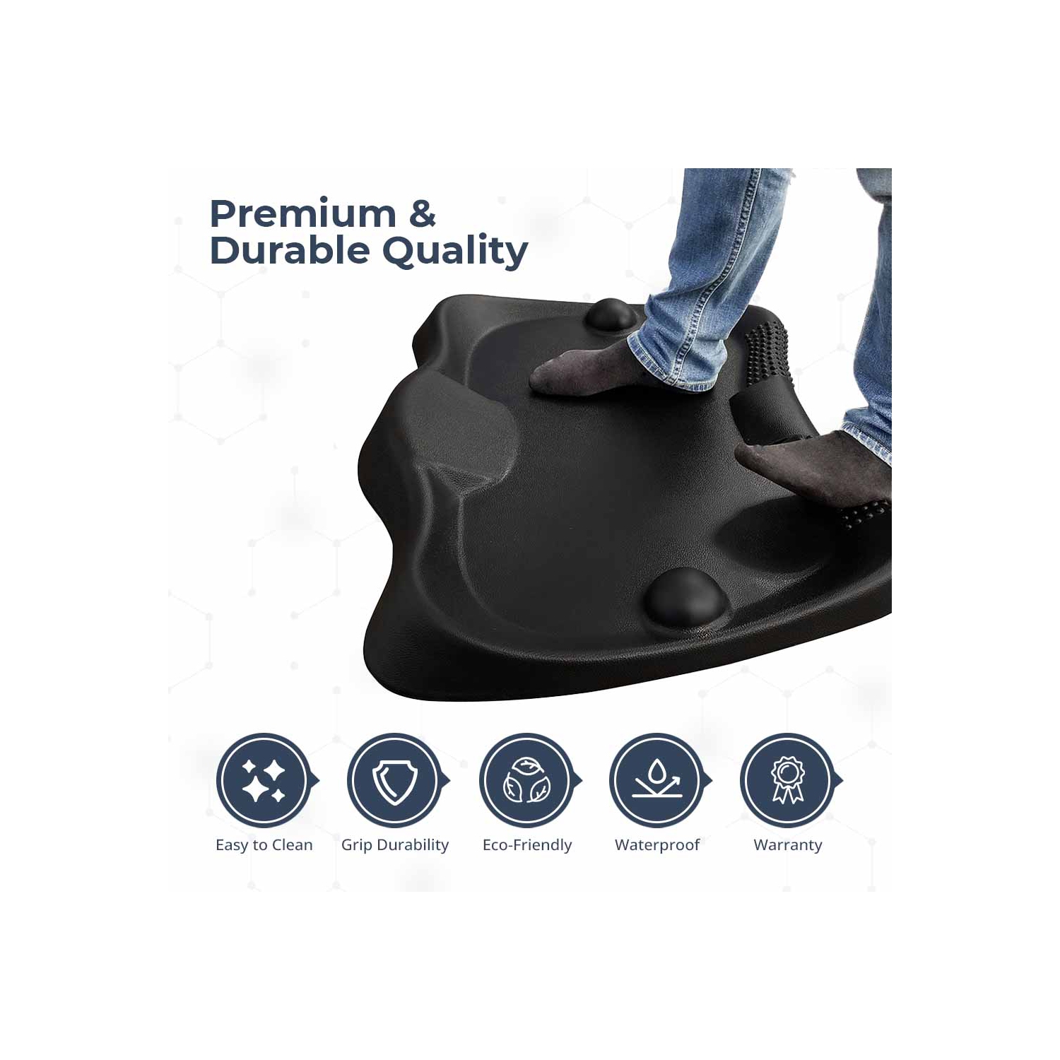 Tapis portatif assis/debout MotionGrey pour le bureau et la maison - Noir