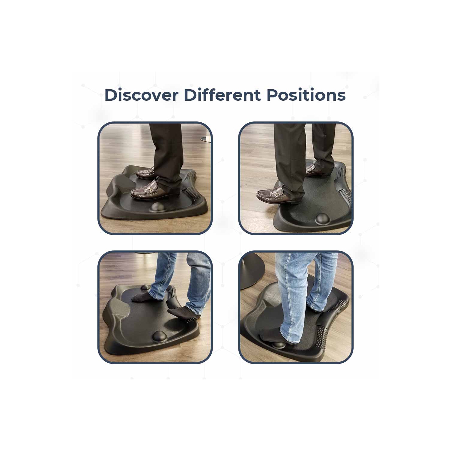 Tapis portatif assis/debout MotionGrey pour le bureau et la maison - Noir