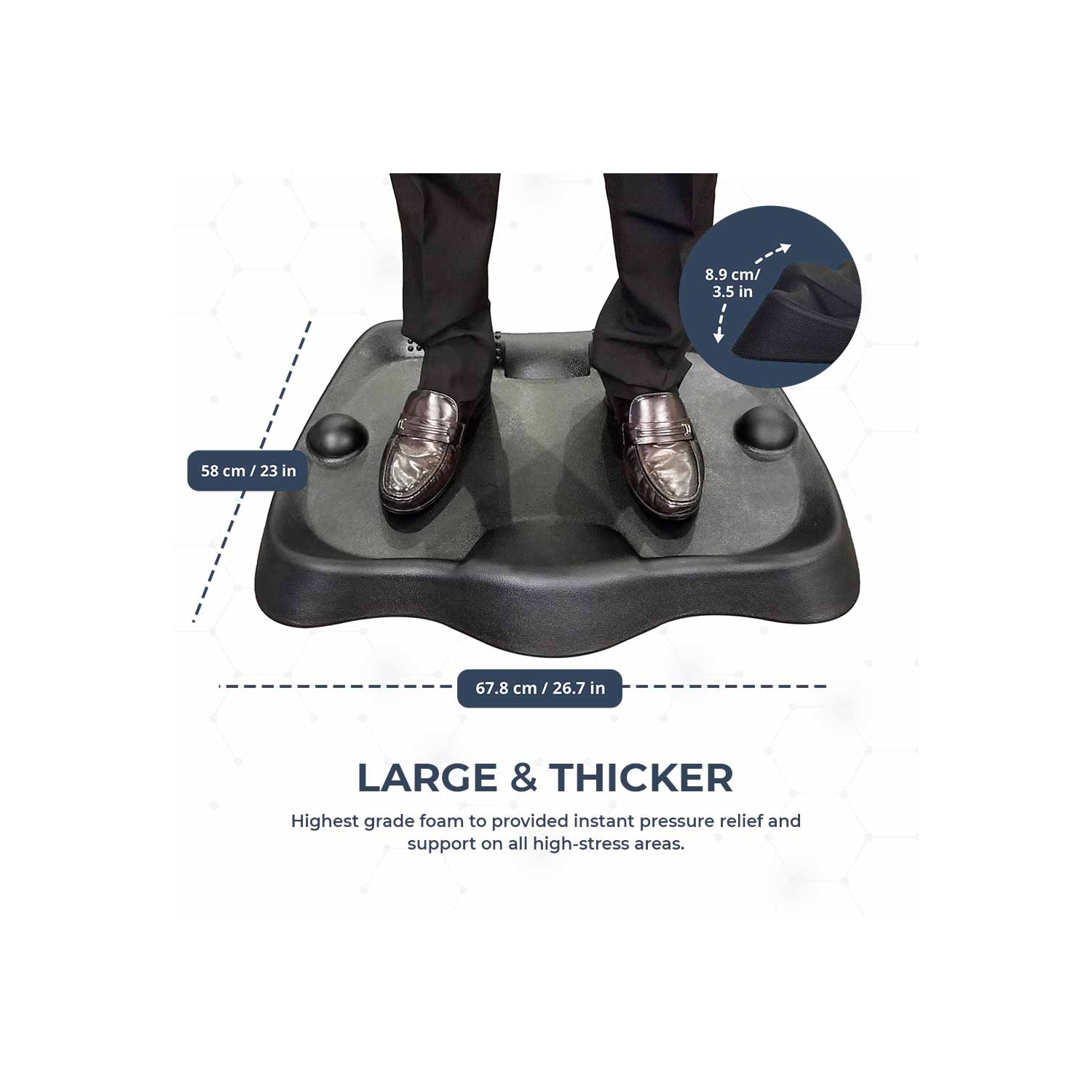 Tapis portatif assis/debout MotionGrey pour le bureau et la maison - Noir