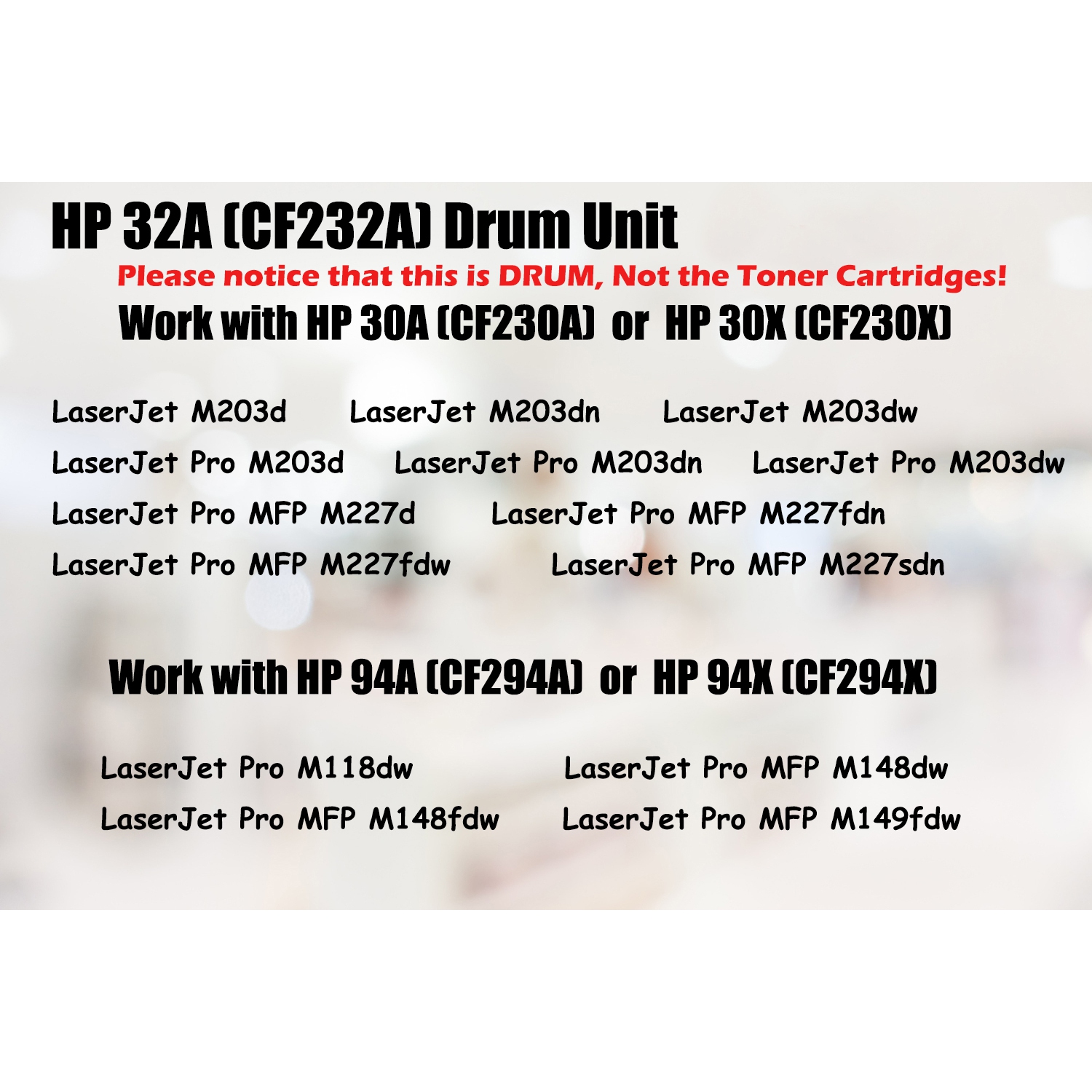 Remplacement compatible avec le 232&nbsp;A tambour 32&nbsp;A de HP 30&nbsp;A 30X 94&nbsp;A 94X - M203d M203dn M203dw M203dn M203dn M203dw M227d